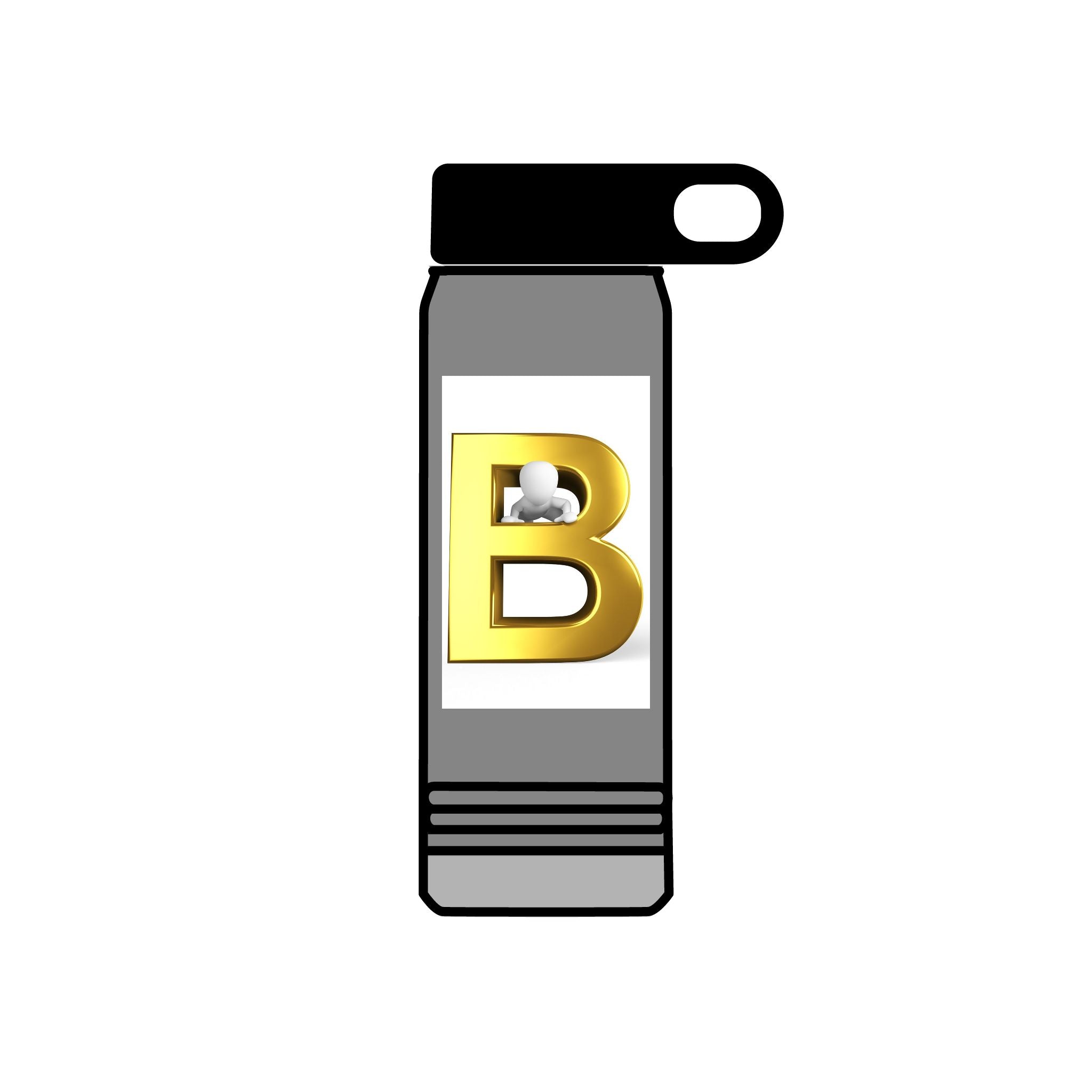 Gold Letter B Monogram Water Bottle | 20oz Initial Bottle