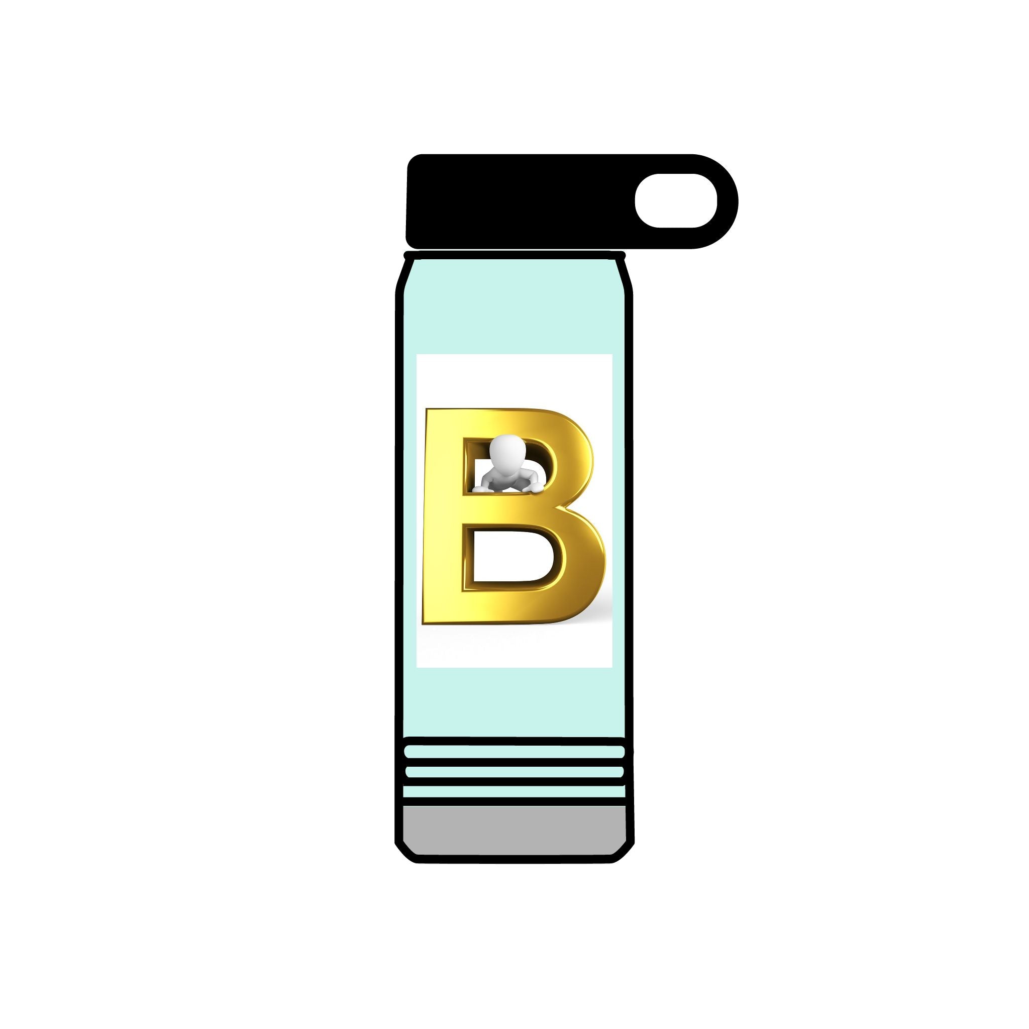 Gold Letter B Monogram Water Bottle | 20oz Initial Bottle