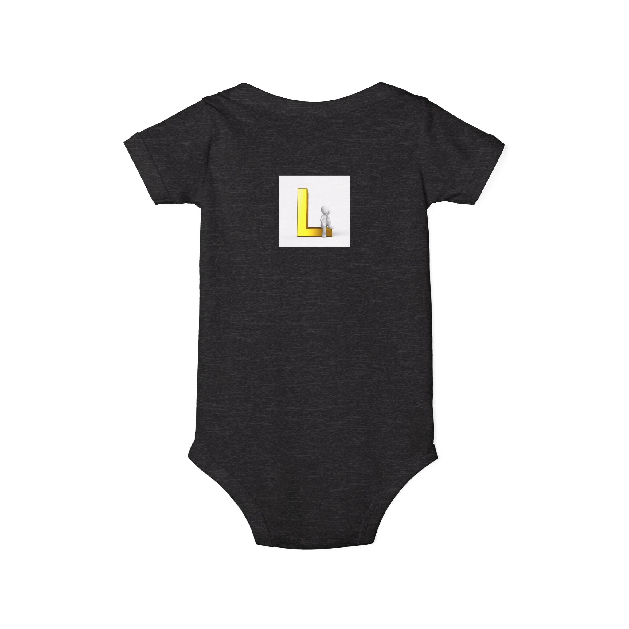 Yellow Block Letter L with Little Lamb Infant Onesie