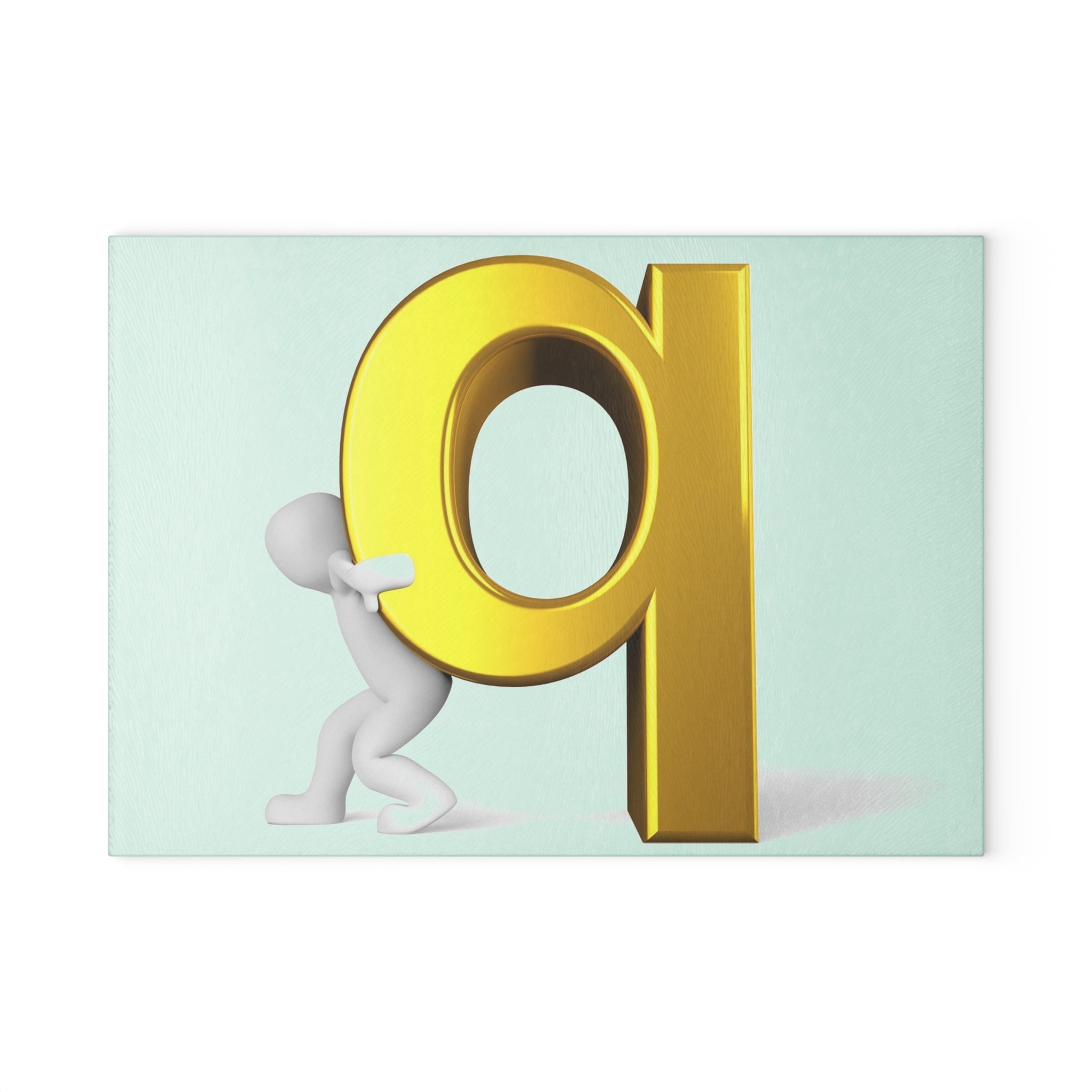 Gold Letter Q with Figure Glass Cutting Board | Decorative Kitchen Chopping Board
