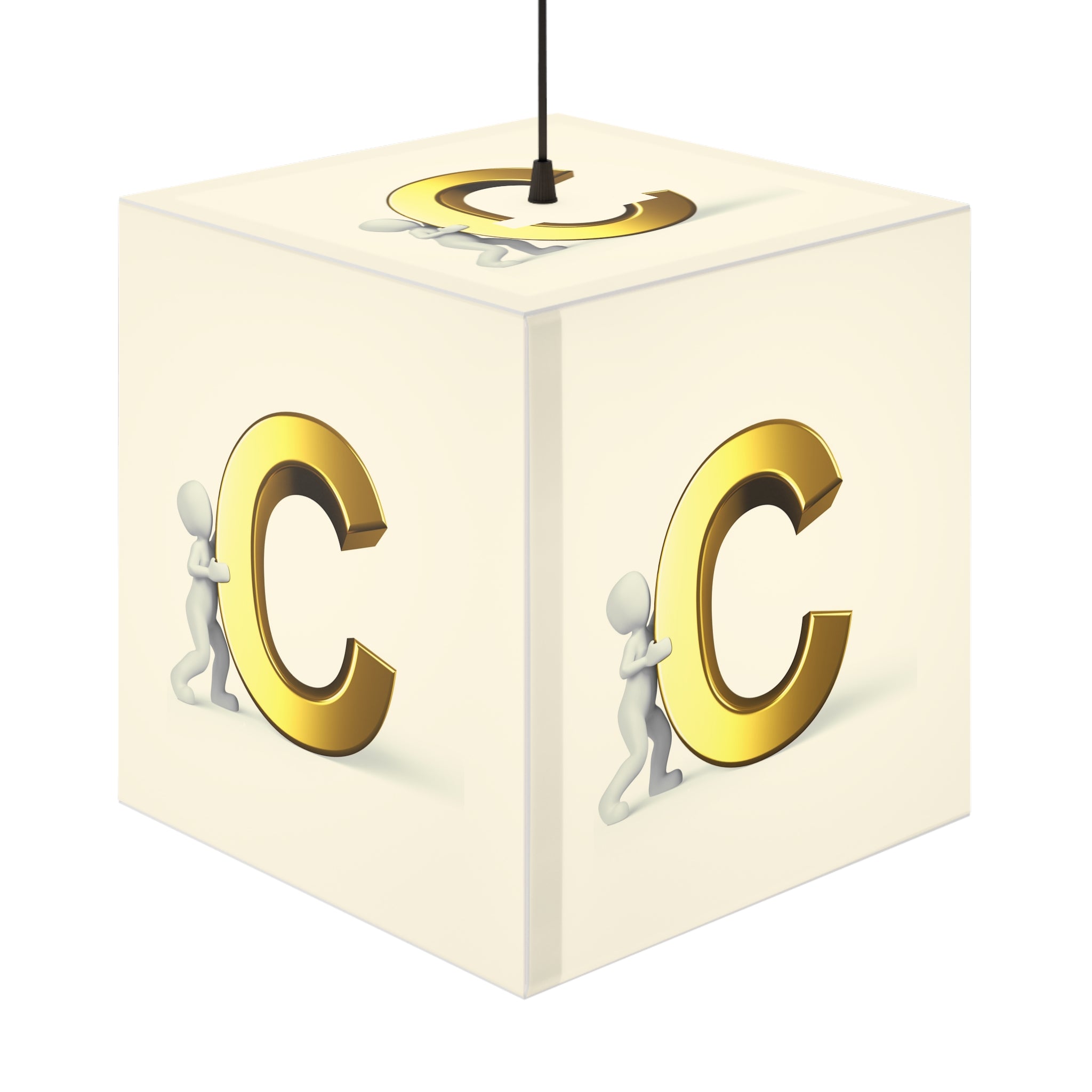 Lampe cube lettre C dorée | Cube lumineux initial personnalisé