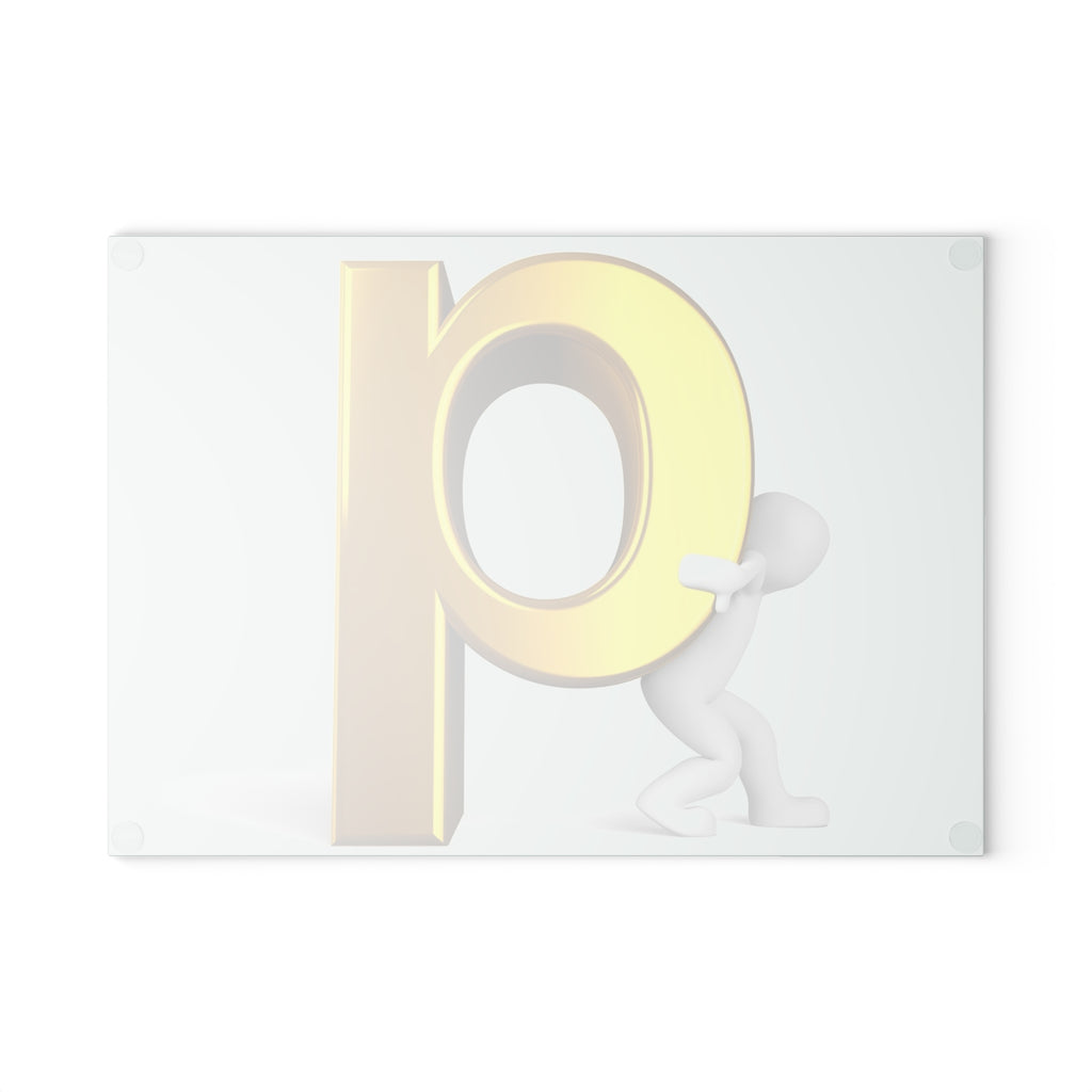 Gold Letter Q with Figure Glass Cutting Board | Decorative Kitchen Chopping Board