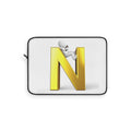 Gold 3D Letter N with Character Laptop Sleeve | Monogram Initial N