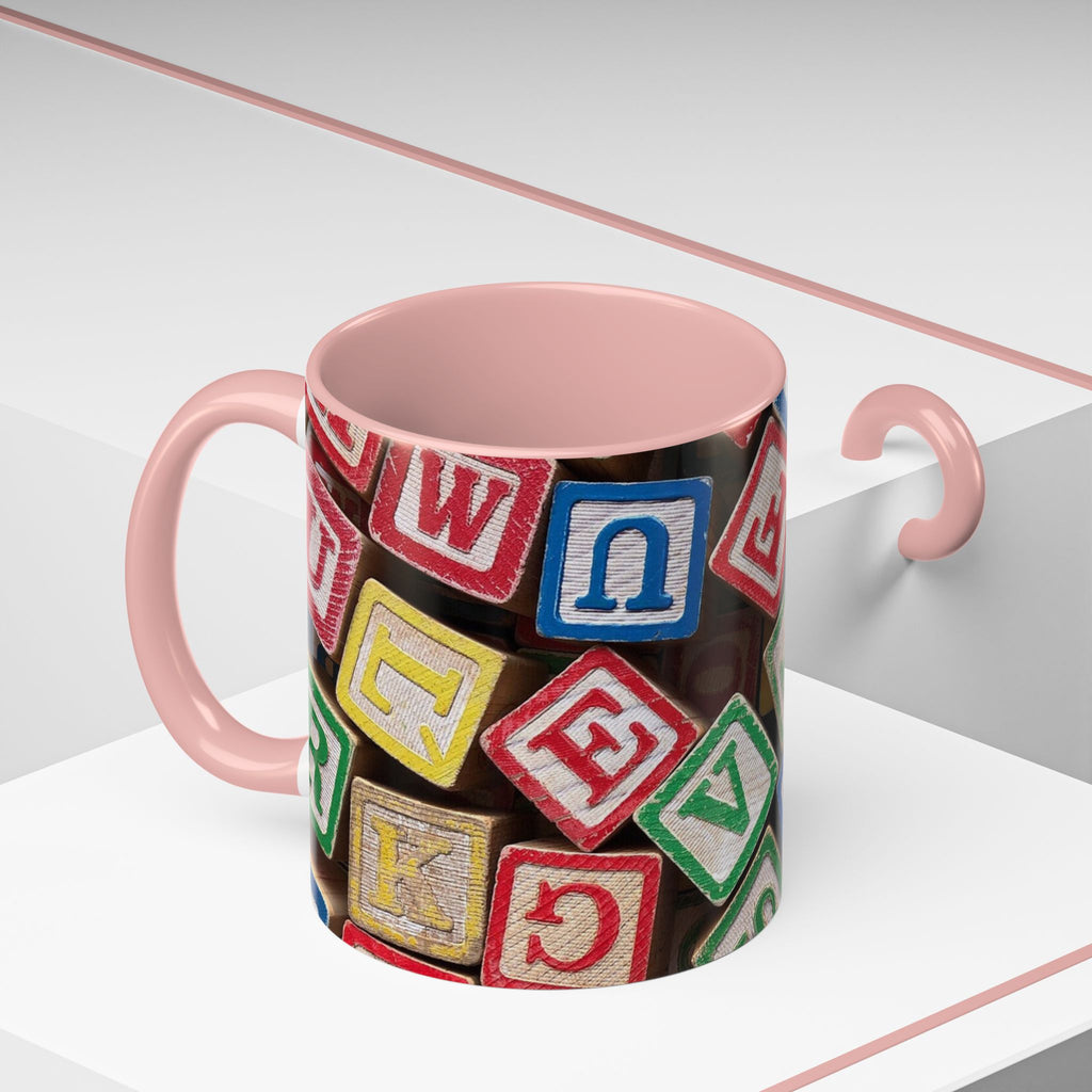 Alphabet Blocks Accent Coffee Mug | Kids Toy Letter Pattern
