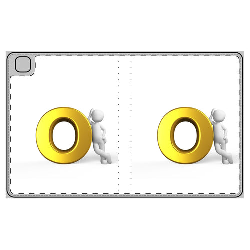 Étui folio pour tablette motif lettre O dorée en 3D |