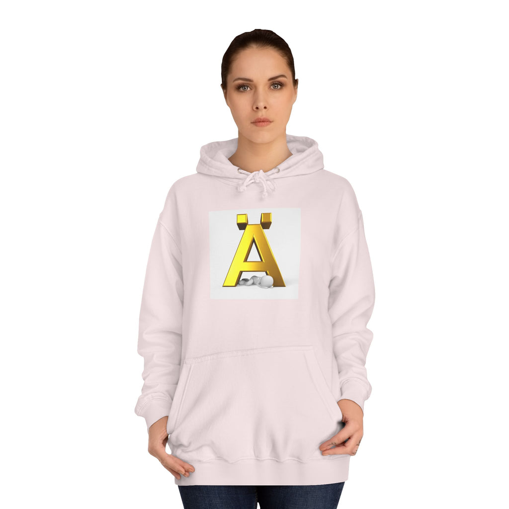 Gold Letter Ä Hoodie | 3D Metallic A with Rocks