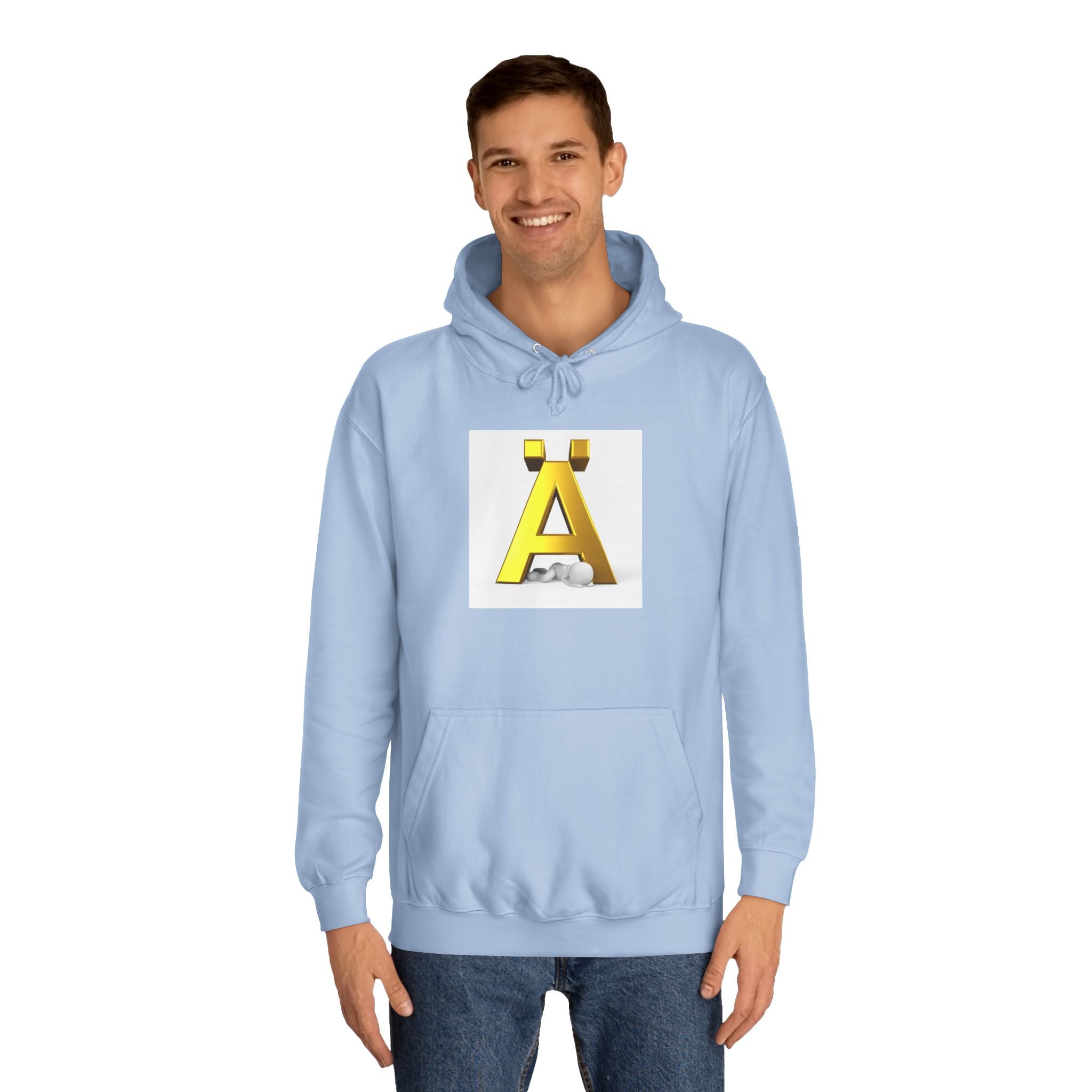 Gold Letter Ä Hoodie | 3D Metallic A with Rocks