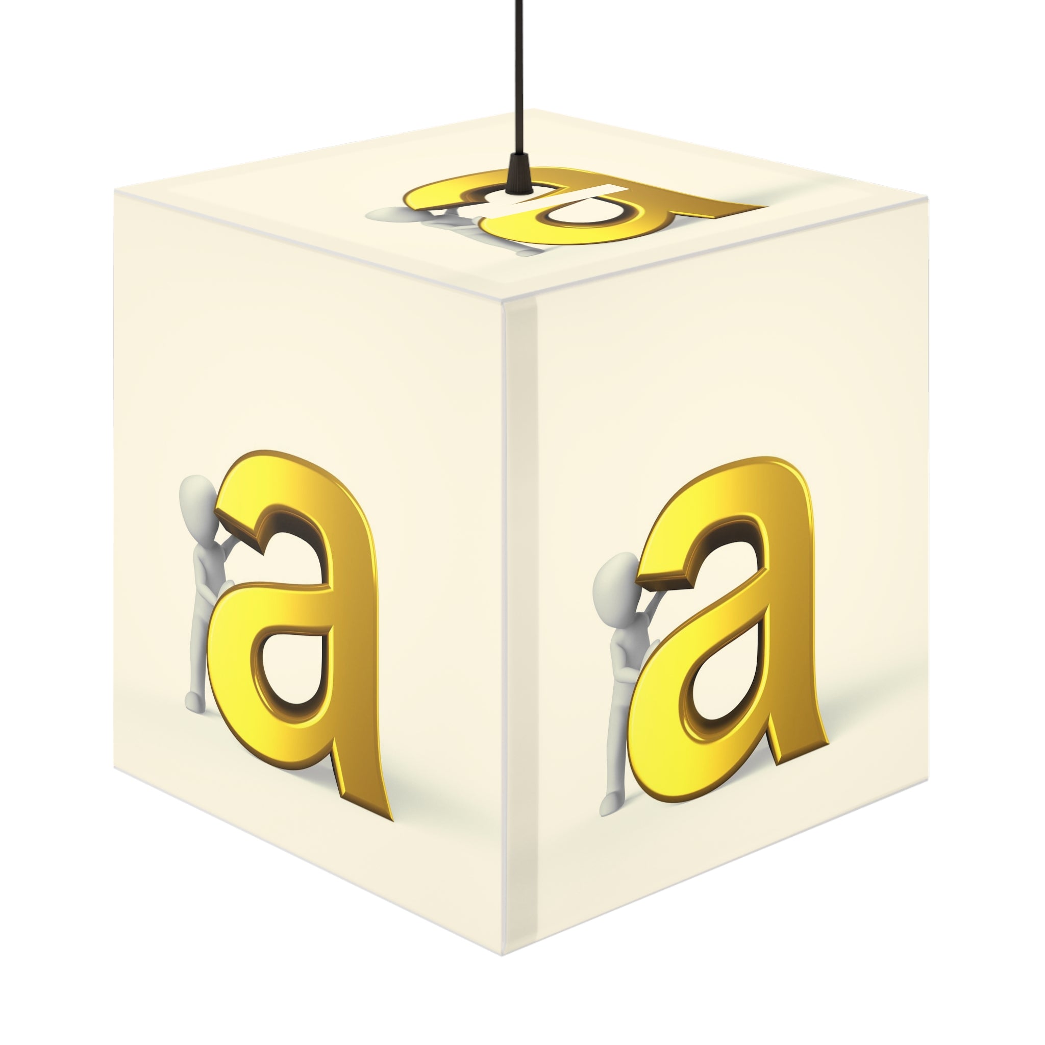 Lampe Cube Lumineux Lettre A Dorée | Décoration de Chambre d'Enfant Initiale Alphabet