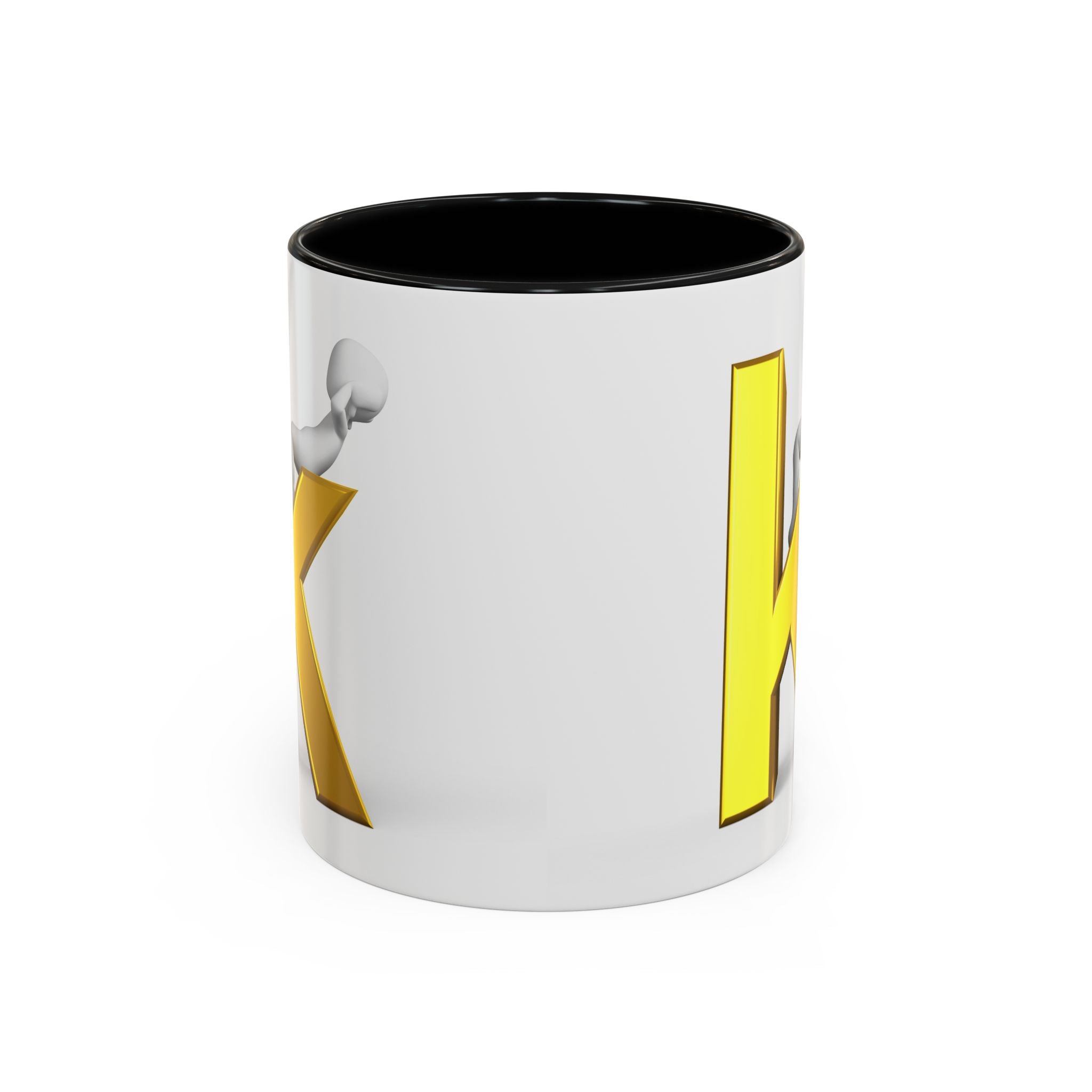 Tasse à café avec lettre K dorée | Tasse à anse colorée 325 ml ou 443 ml