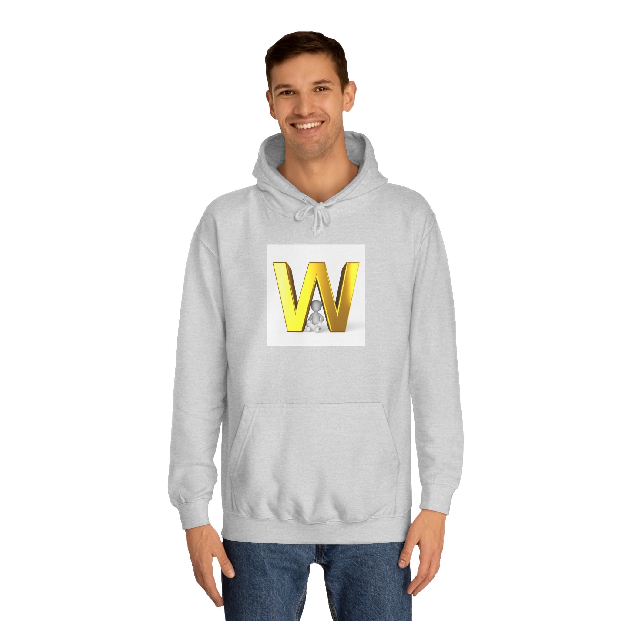 Gold 3D Letter W Hoodie | Monogram Initial Sweatshirt