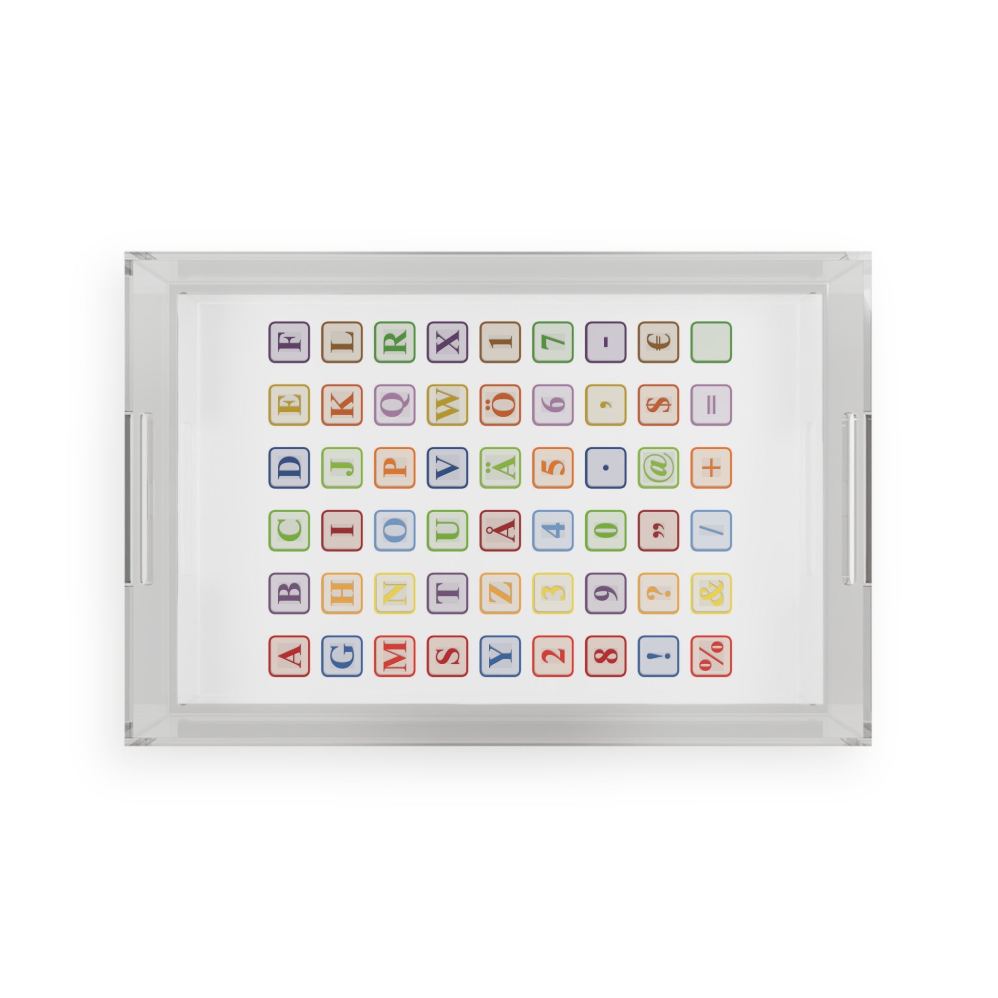 Alphabet Blocks Pattern Acrylic Serving Tray | Pastel Letter Icons