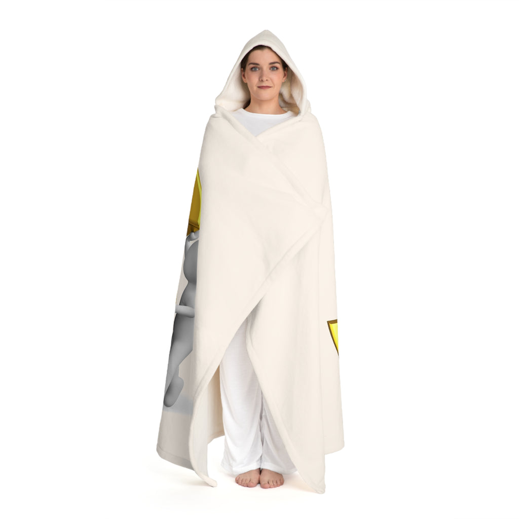Gold Letter S With Figure | Cozy Hooded Fleece Blanket with Hood