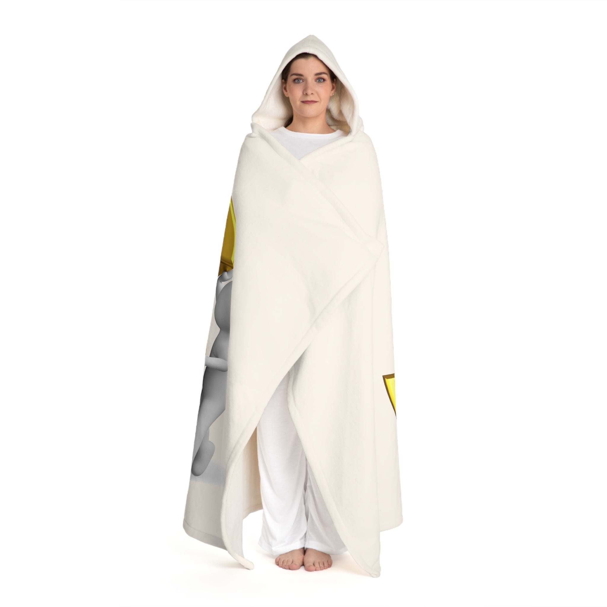 Gold Letter S With Figure | Cozy Hooded Fleece Blanket with Hood