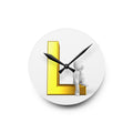 3D Letter L Design Acrylic Wall Clock | Initial Monogram Decor