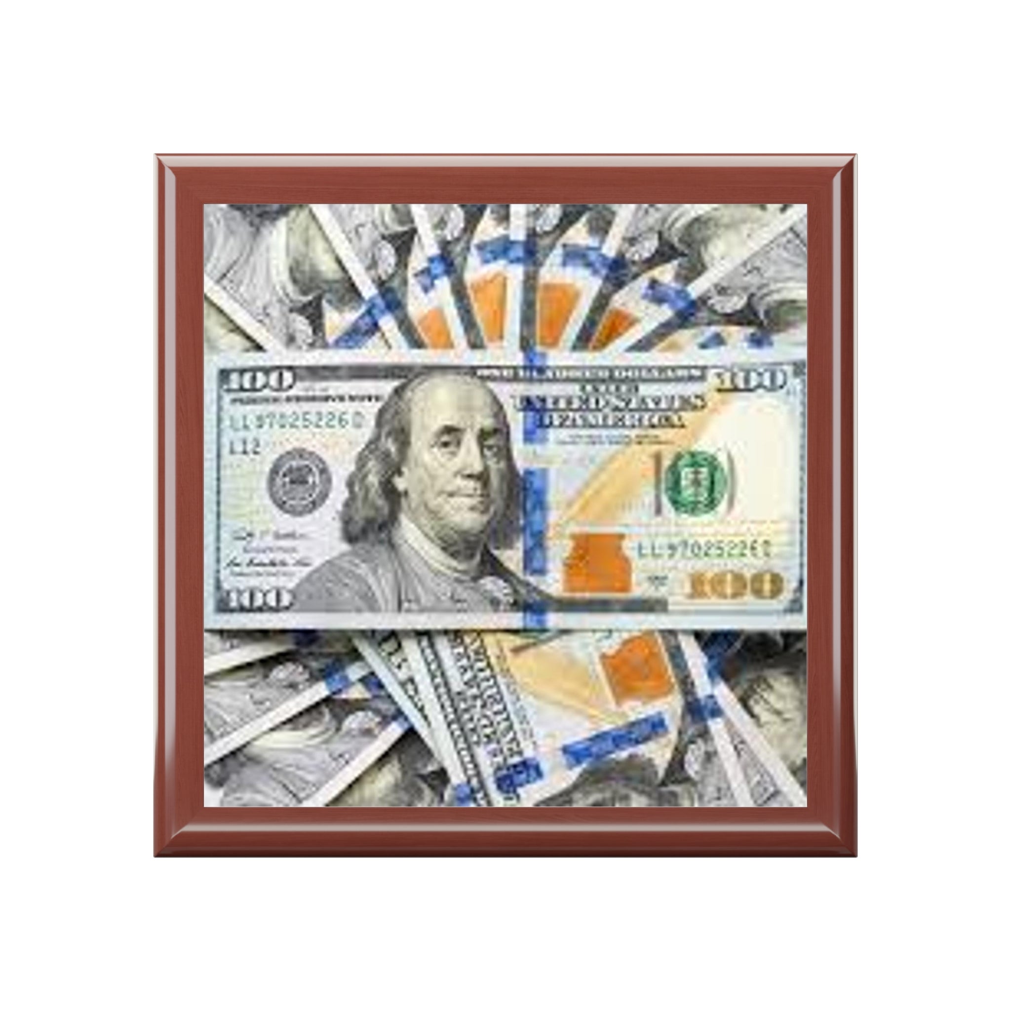 Benjamin Franklin Money Collage Jewelry Box | Black Keepsake Organizer
