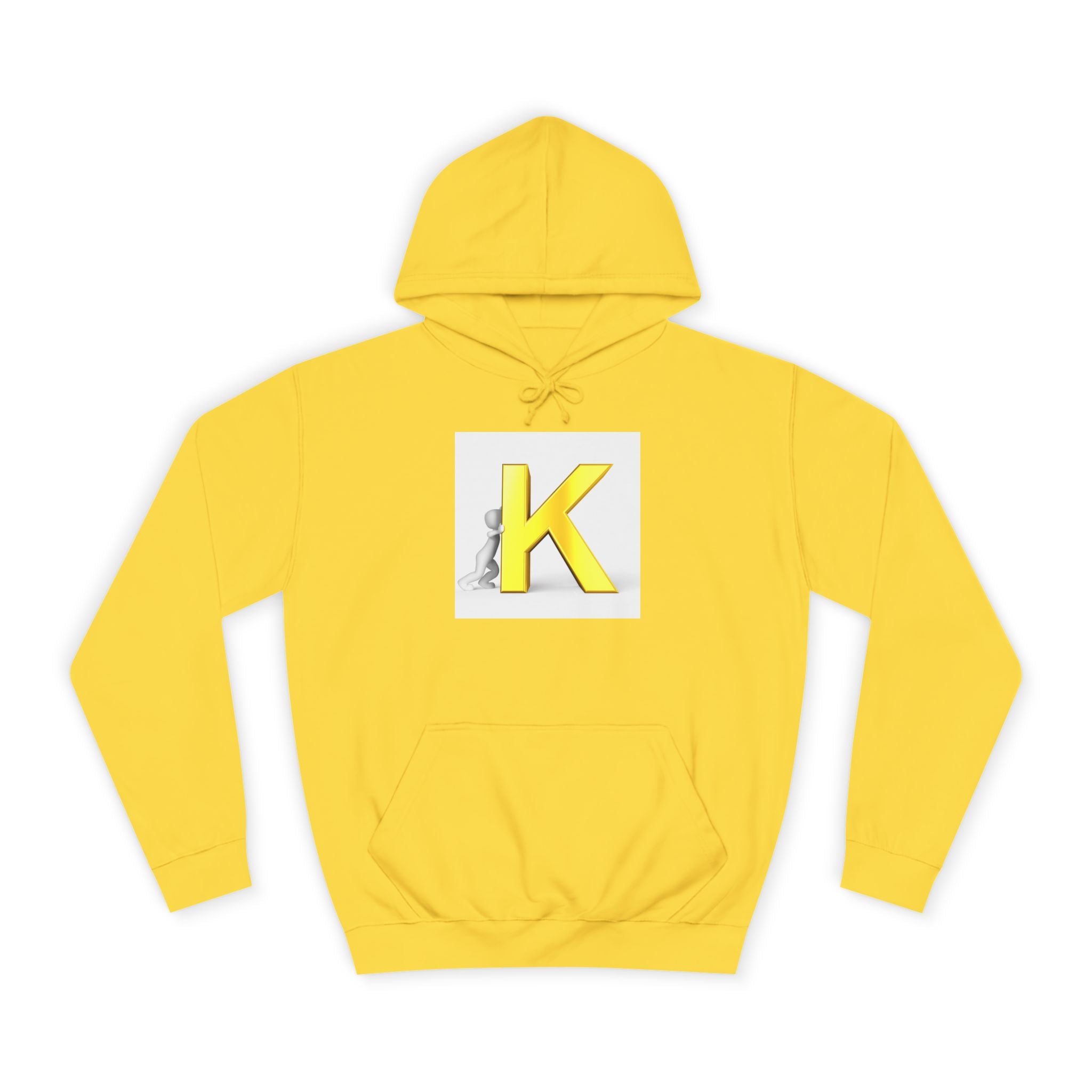 Yellow 3D Letter K hoodie | Initial Monogram, Alphabet Graphic
