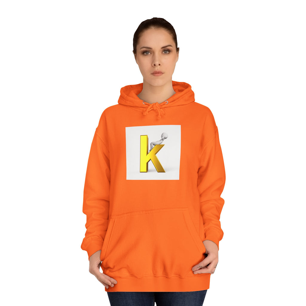 Gold 3D Letter K Hoodie | Monogram Initial K Sweatshirt