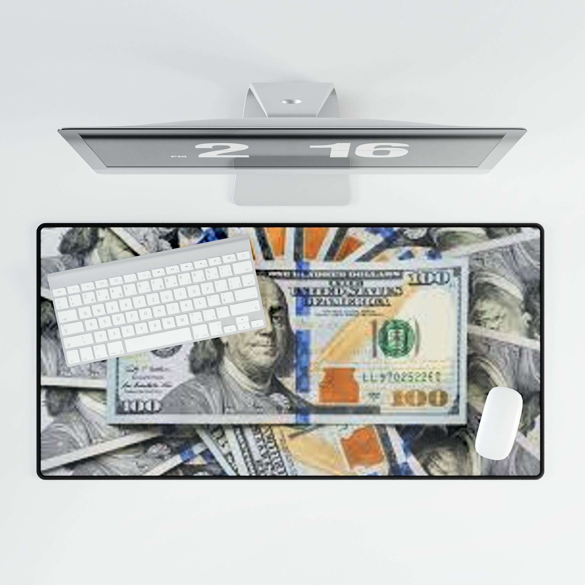 Hundred Dollar Bill Desk Mat | Money Print Gaming Mousepad, Large Desk Mat