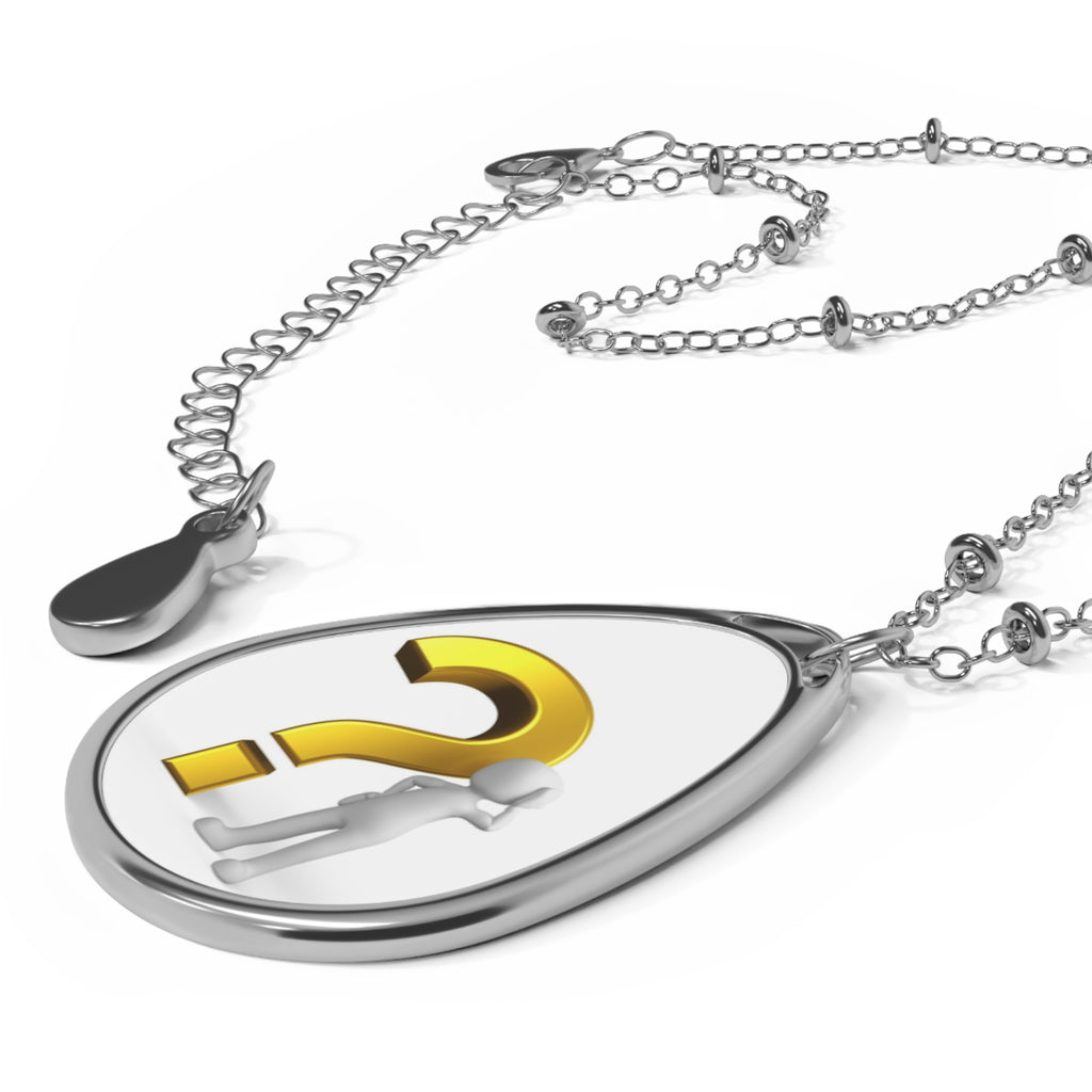 Oval Teardrop Pendant Necklace — Question Mark Oval Necklace