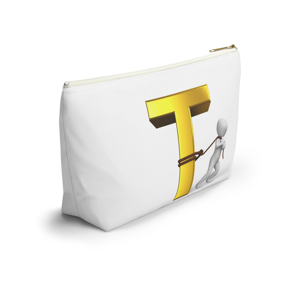 Gold Letter T with Person Pulling Rope Accessory Pouch