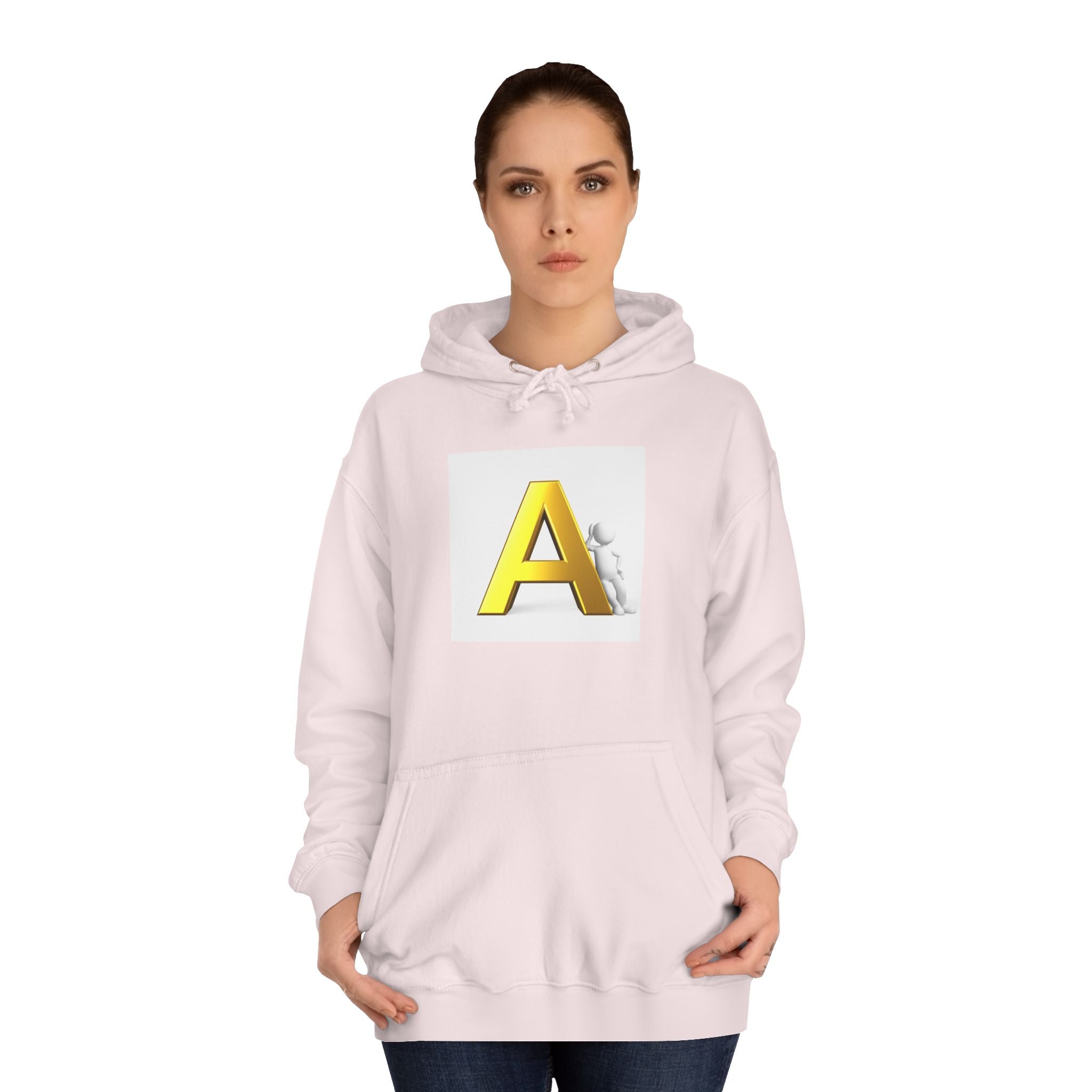 Gold 3D Letter A Hoodie | Monogram Initial A sweatshirt