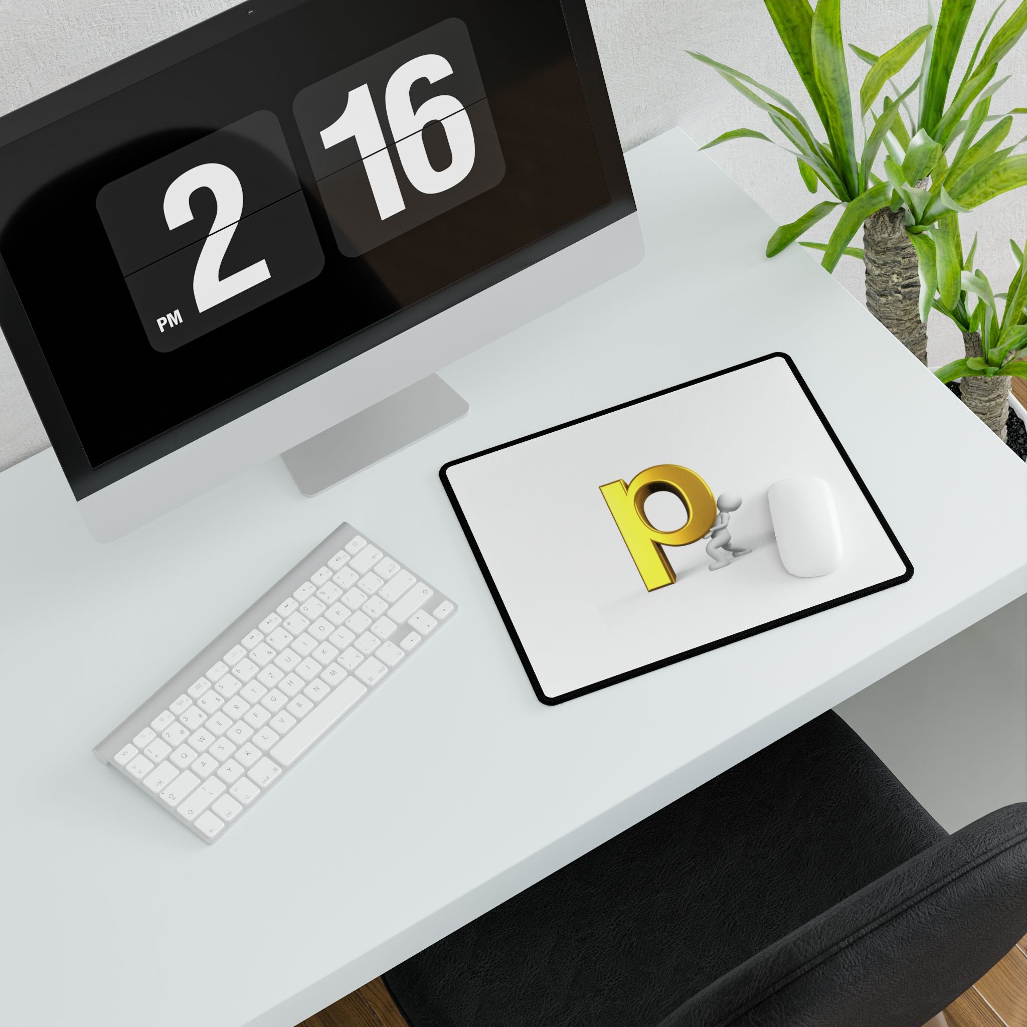 Golden Letter P Desk Mat | Alphabet Initial Mousepad Deskpad