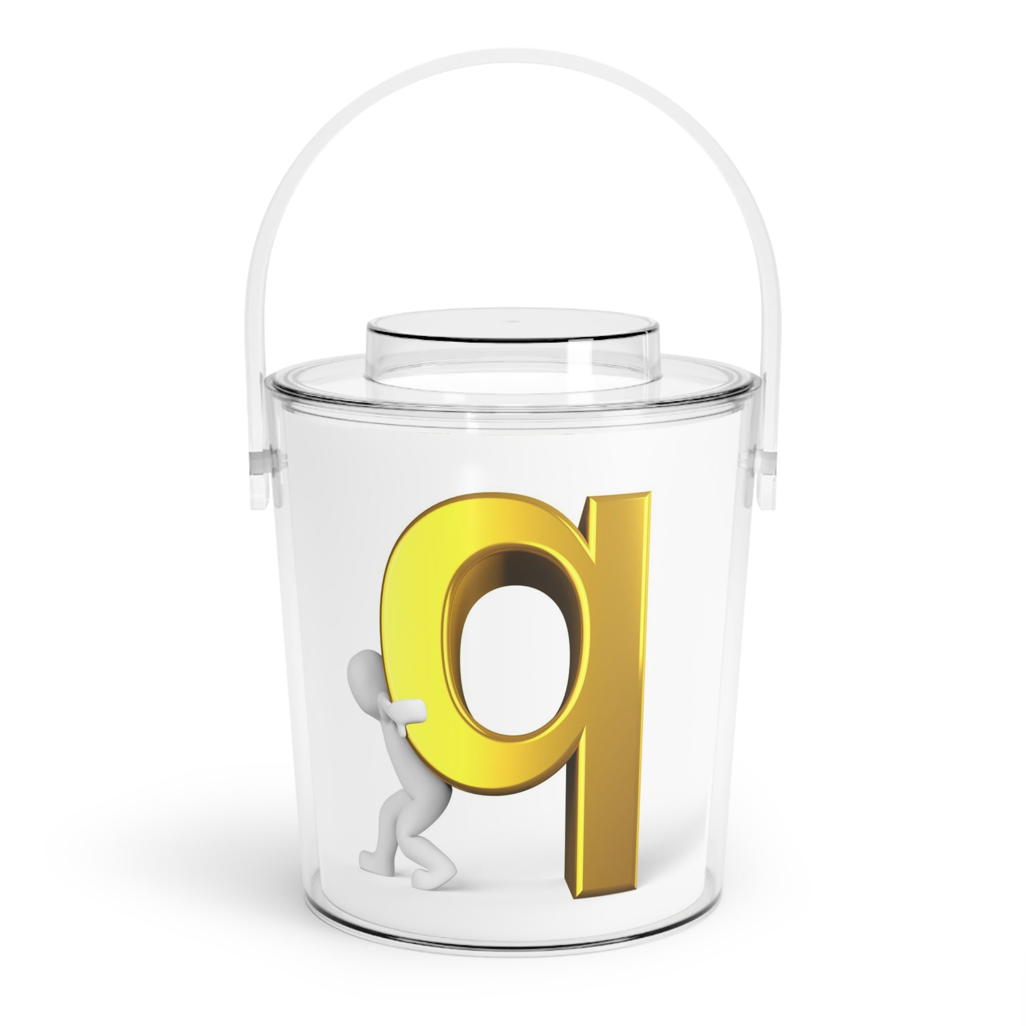 Gold Letter Q Design Ice Bucket | Acrylic Ice Bucket with Handle and Tongs