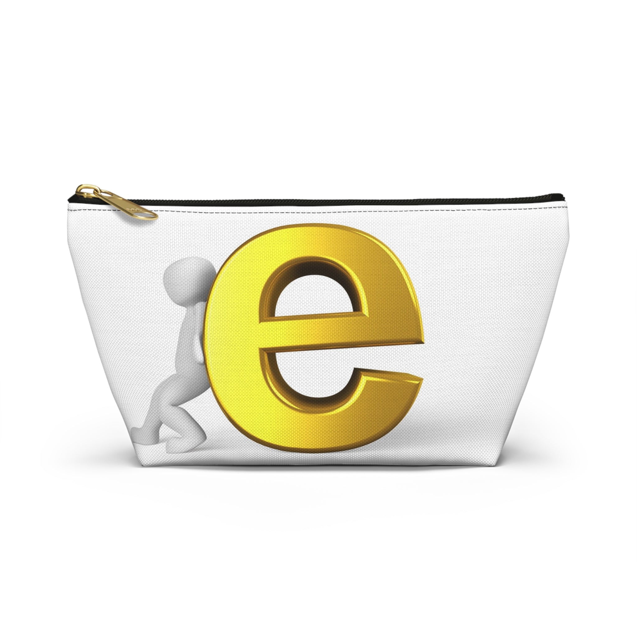 Gold Letter E Graphic Accessory Pouch | T-Bottom Zipper Pouch