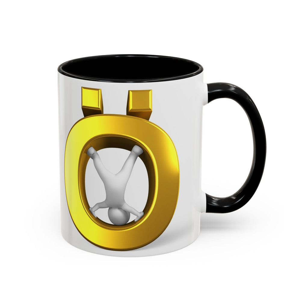 3D Gold Ö Letter Coffee Mug | Accent Handle, Black Interior