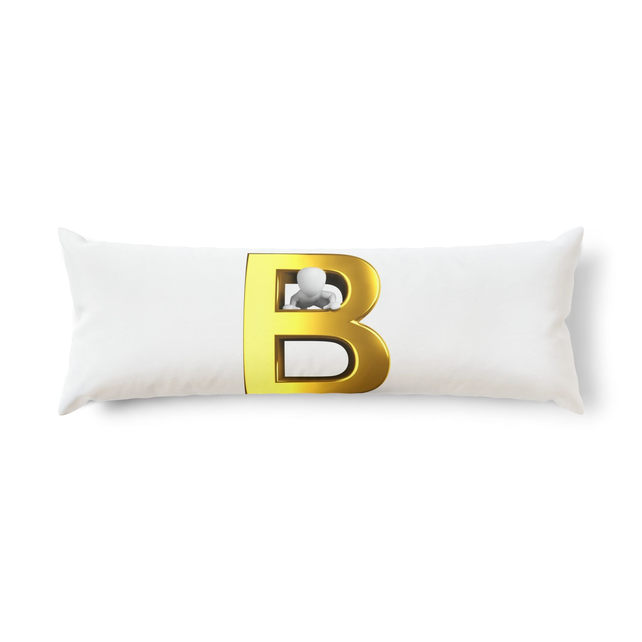 Oreiller de corps monogramme lettre B doré | Oreiller décoratif initiale B