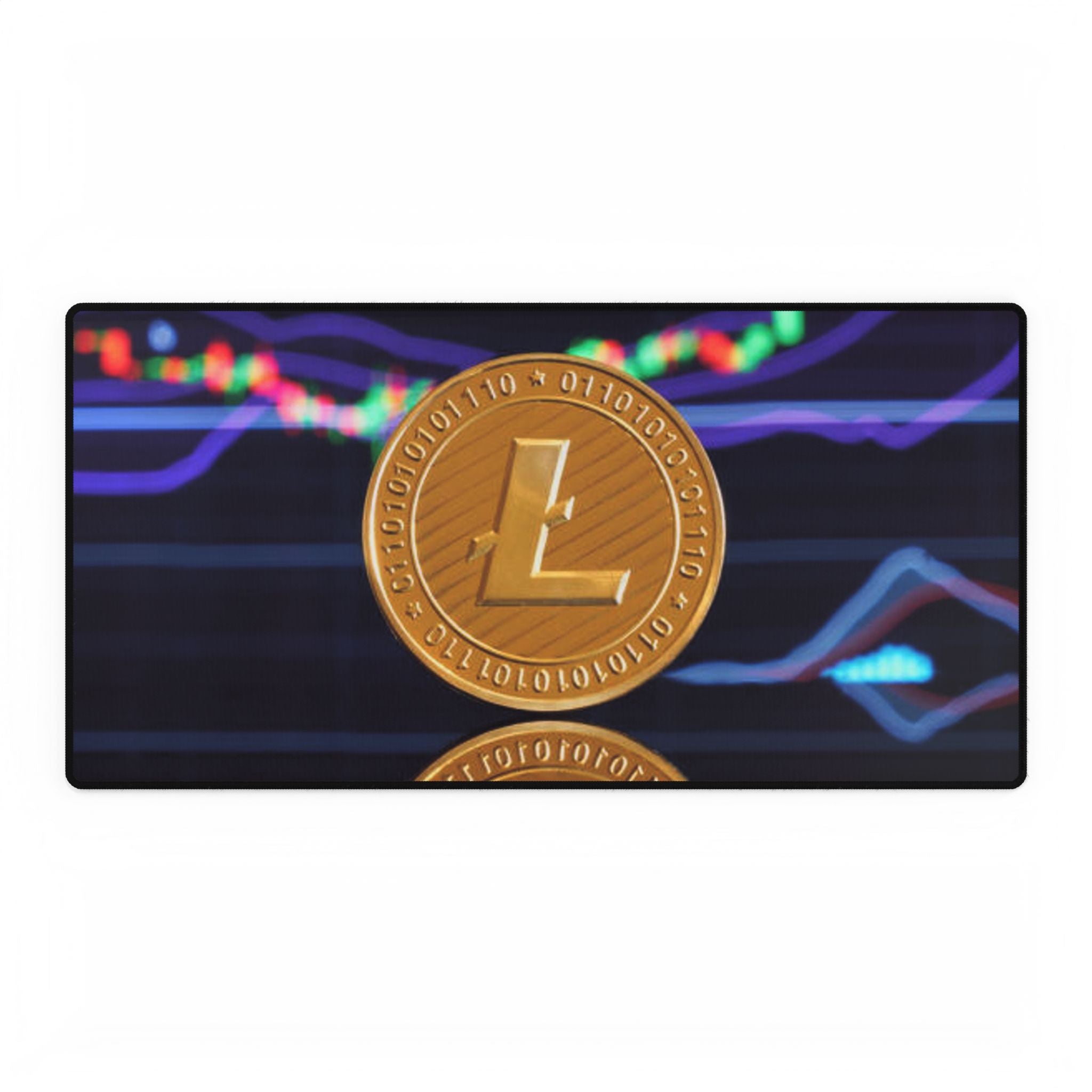 Tapis de bureau Litecoin avec graphique crypto | Tapis de souris de jeu de cryptomonnaie