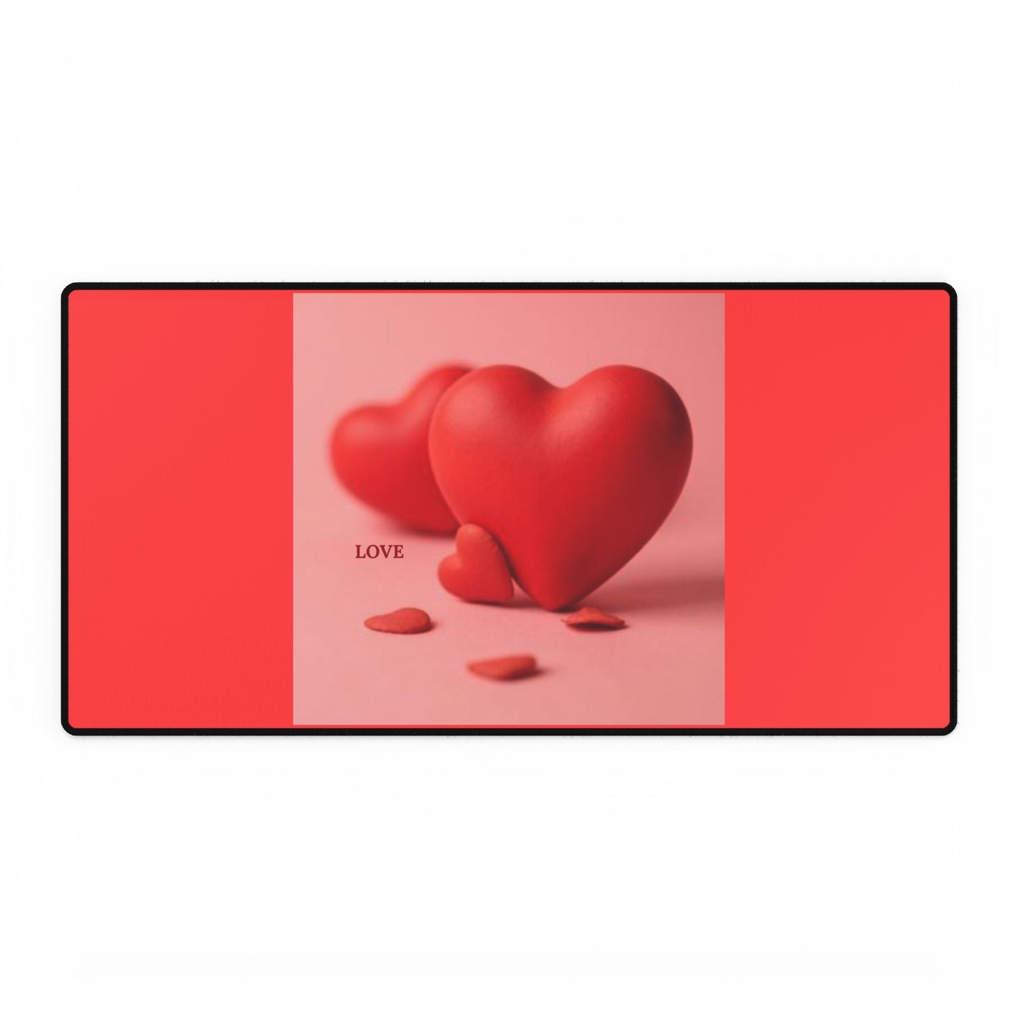 Rote 3D-Herzen Schreibtischunterlage | Valentinsliebe Mauspad