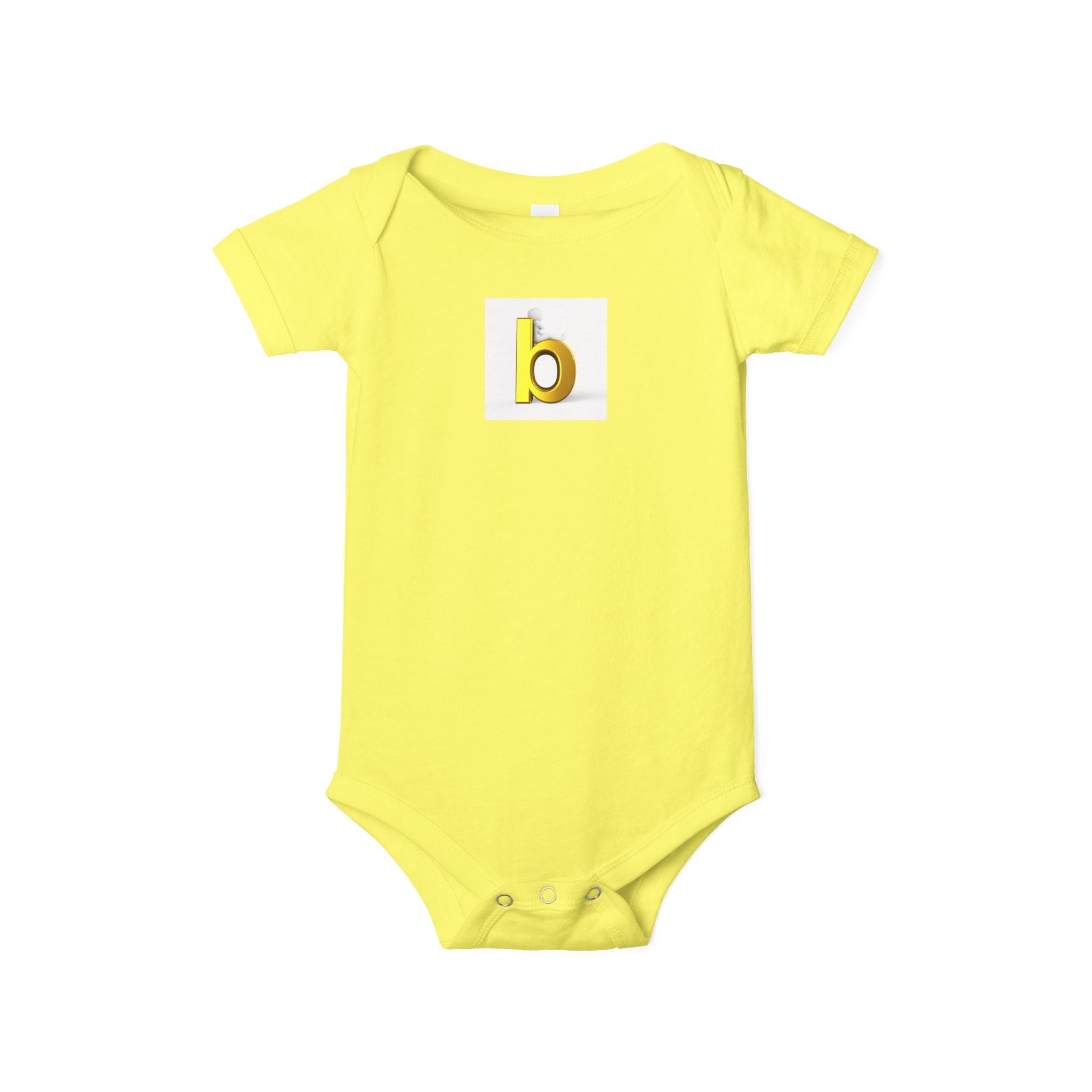 Body de bébé minuscule jaune avec la lettre b | Body pour bébé