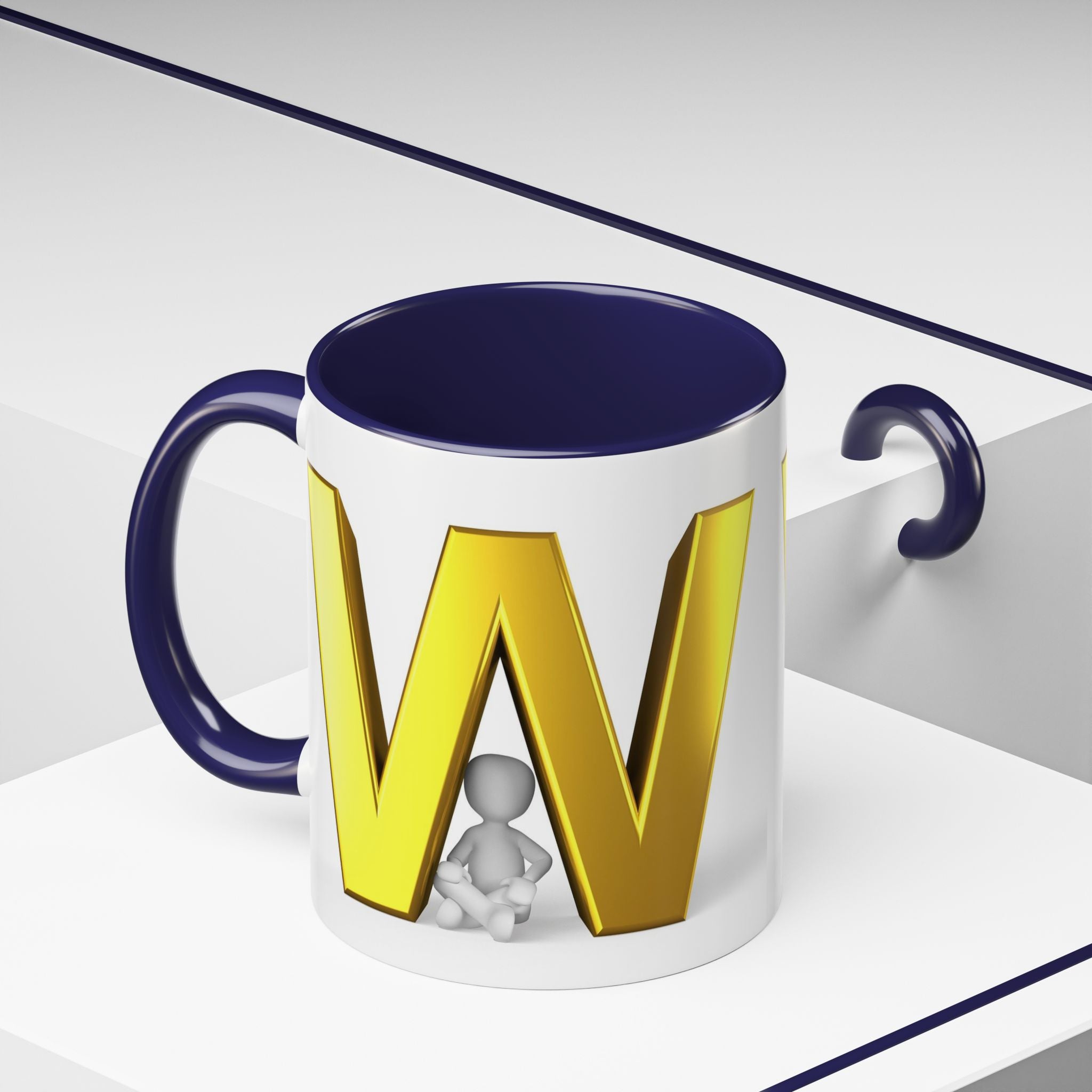 Gold Letter W Initial Mug | Accent Coffee Mug 11oz 15oz