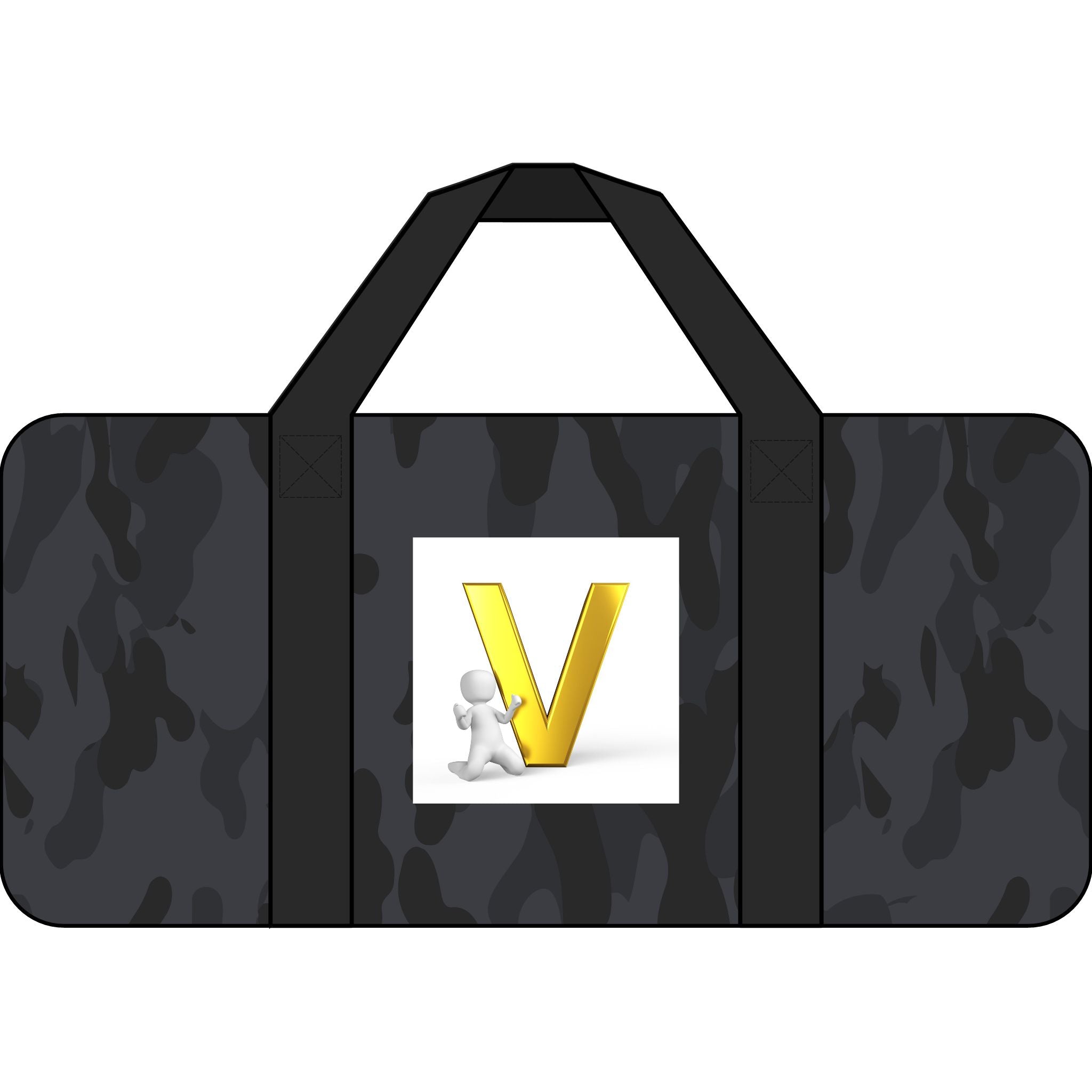 Gold Letter V Monogram Tripper Duffel Bag | Checkered or Camo Strap