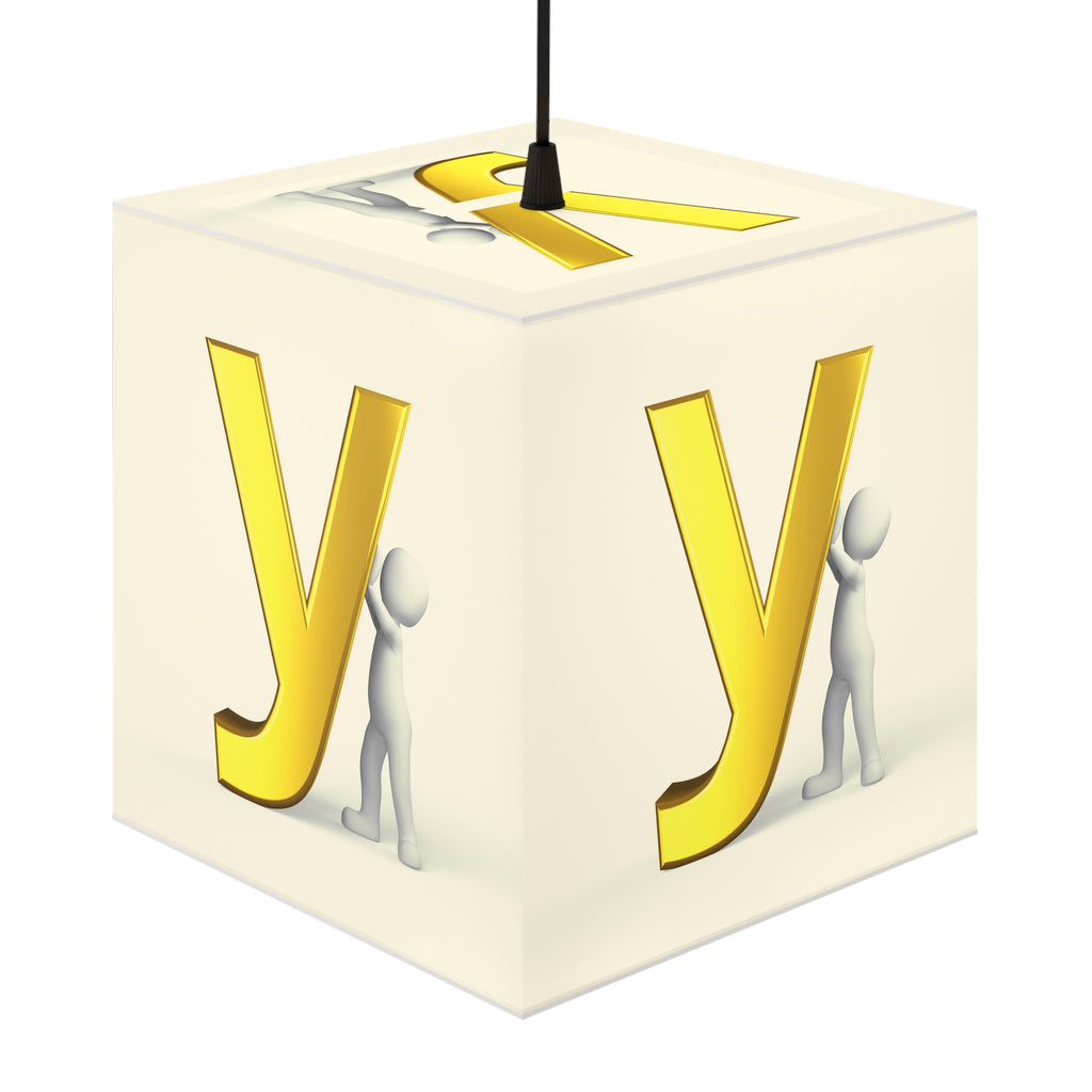 Gold Letter Y Light Cube Lamp | Alphabet Nursery Hanging Light