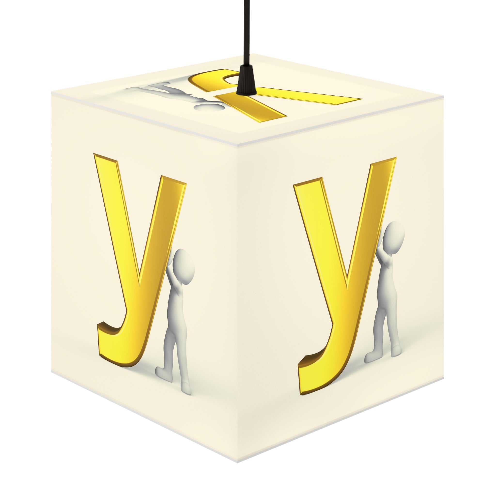 Gold Letter Y Light Cube Lamp | Alphabet Nursery Hanging Light