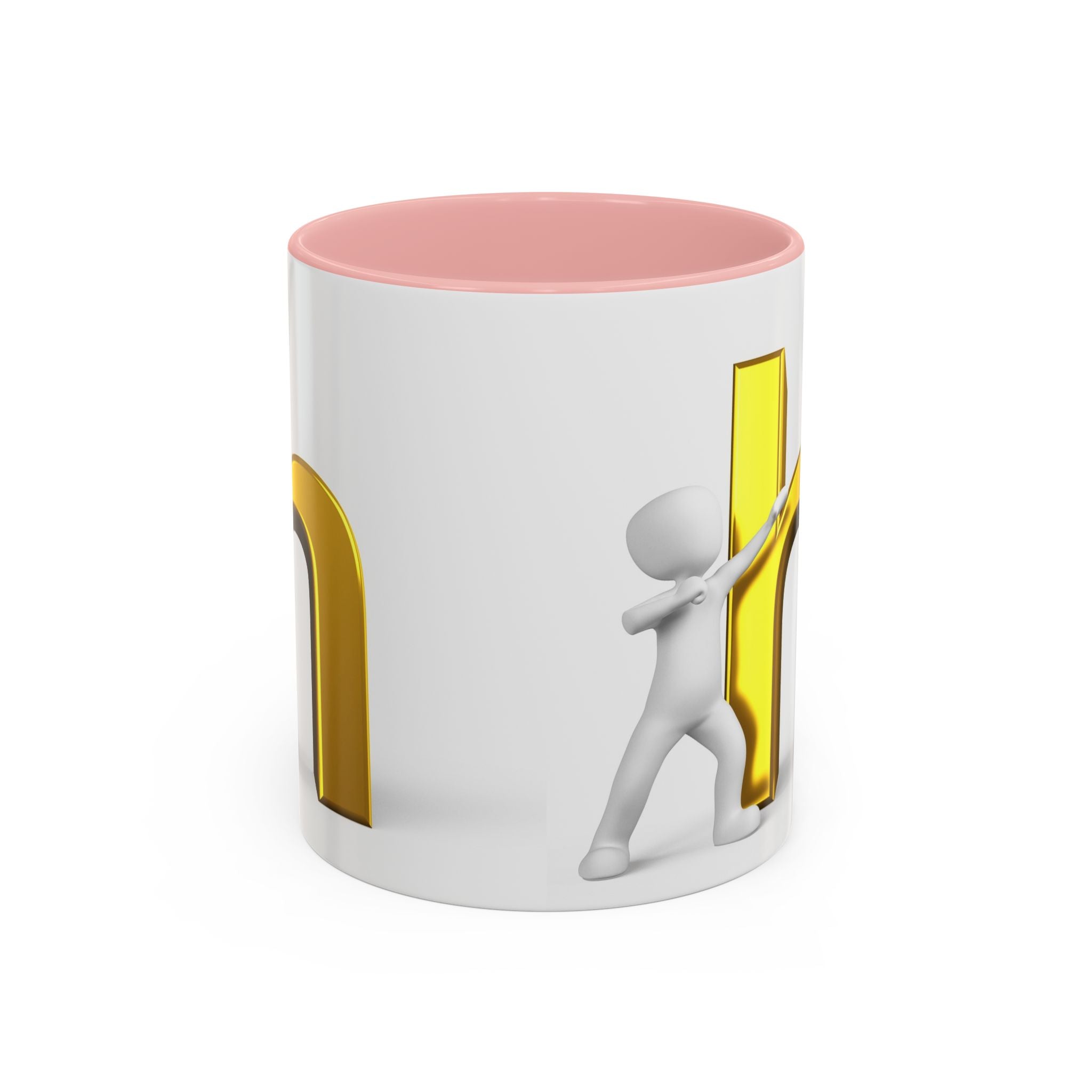 Mug avec figure 3D poussant la lettre h dorée | Mug à anse colorée 11/15oz