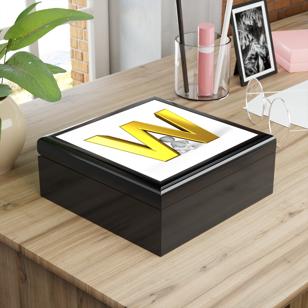 Gold Letter W Monogram Jewelry Box | Personalized Initial Keepsake
