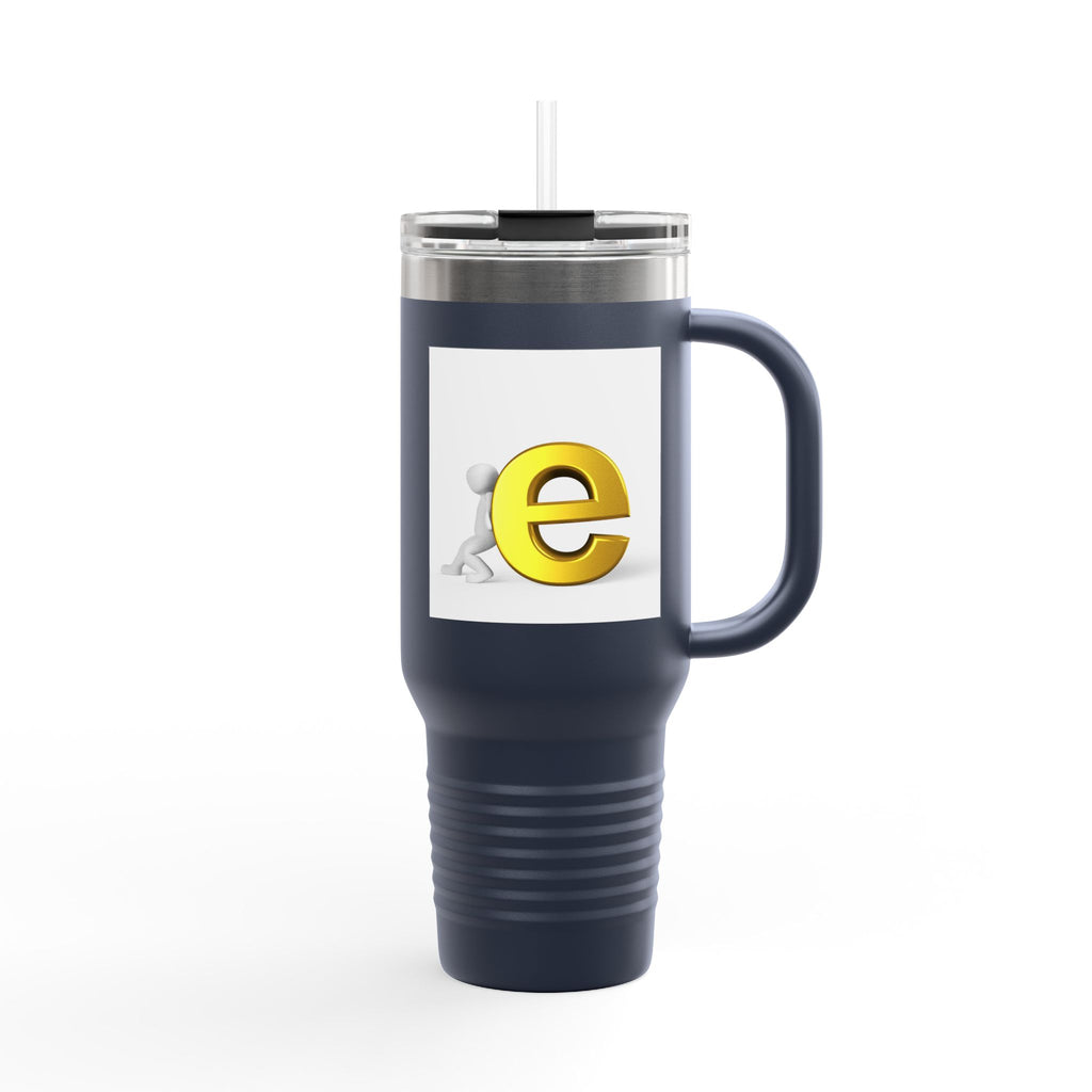 Yellow 3D Letter E Character Travel Mug | Insulated 40oz Tumbler