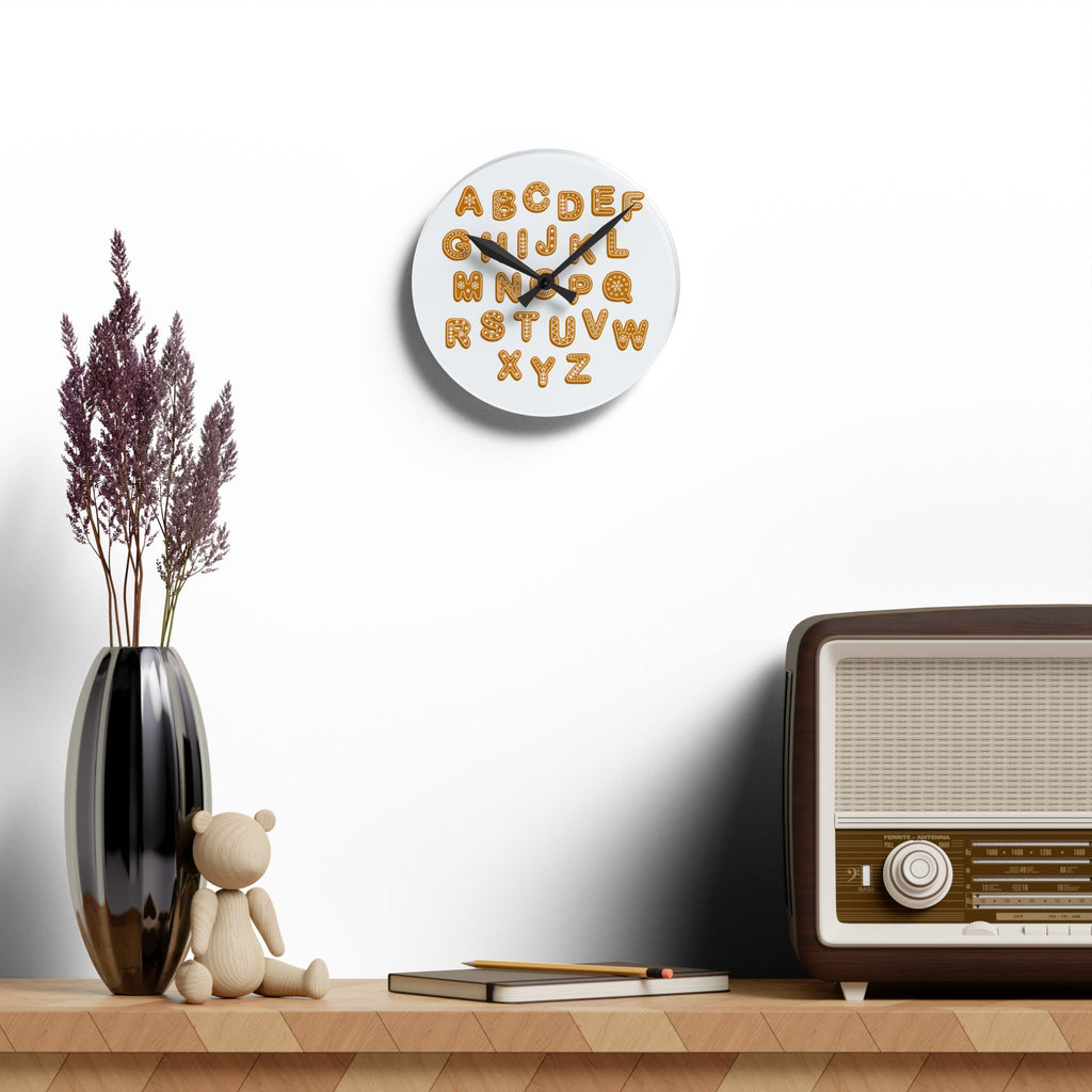 Gingerbread Cookie Alphabet Acrylic Wall Clock | Kids Decor, Kitchen Clock