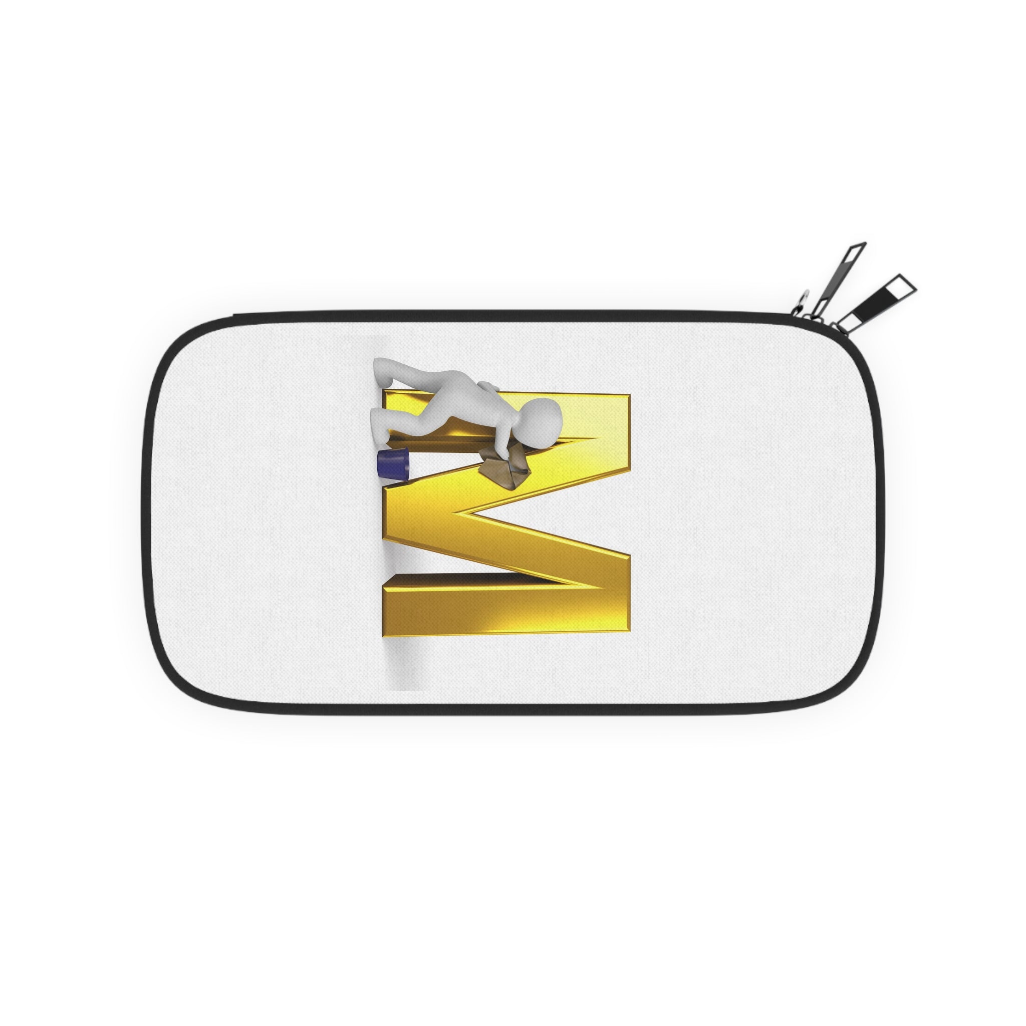 Gold 3D Letter M with Figure Passport Wallet | Monogram Travel Case