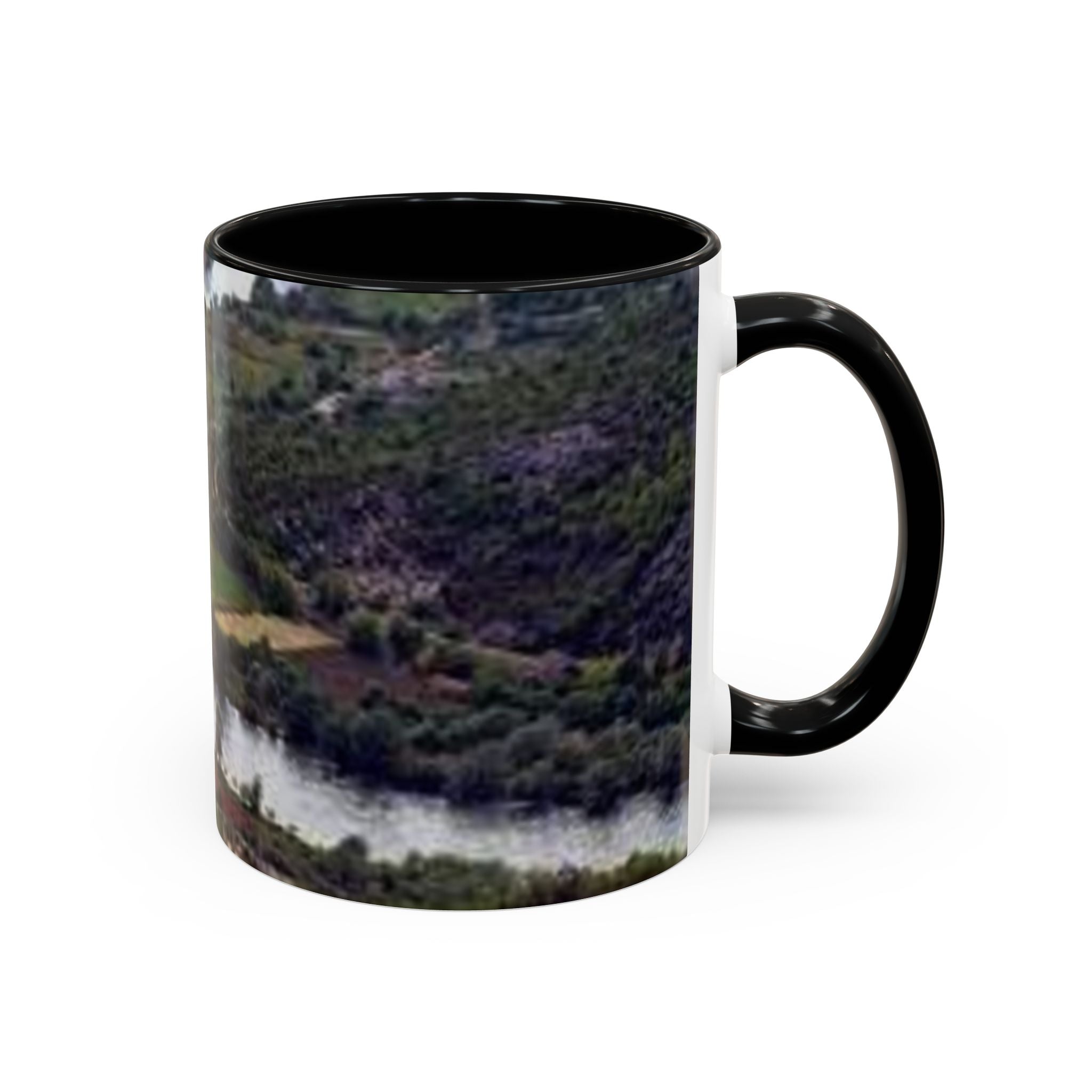 Riverside Landscape Coffee Mug | Accent Black Handle and Rim