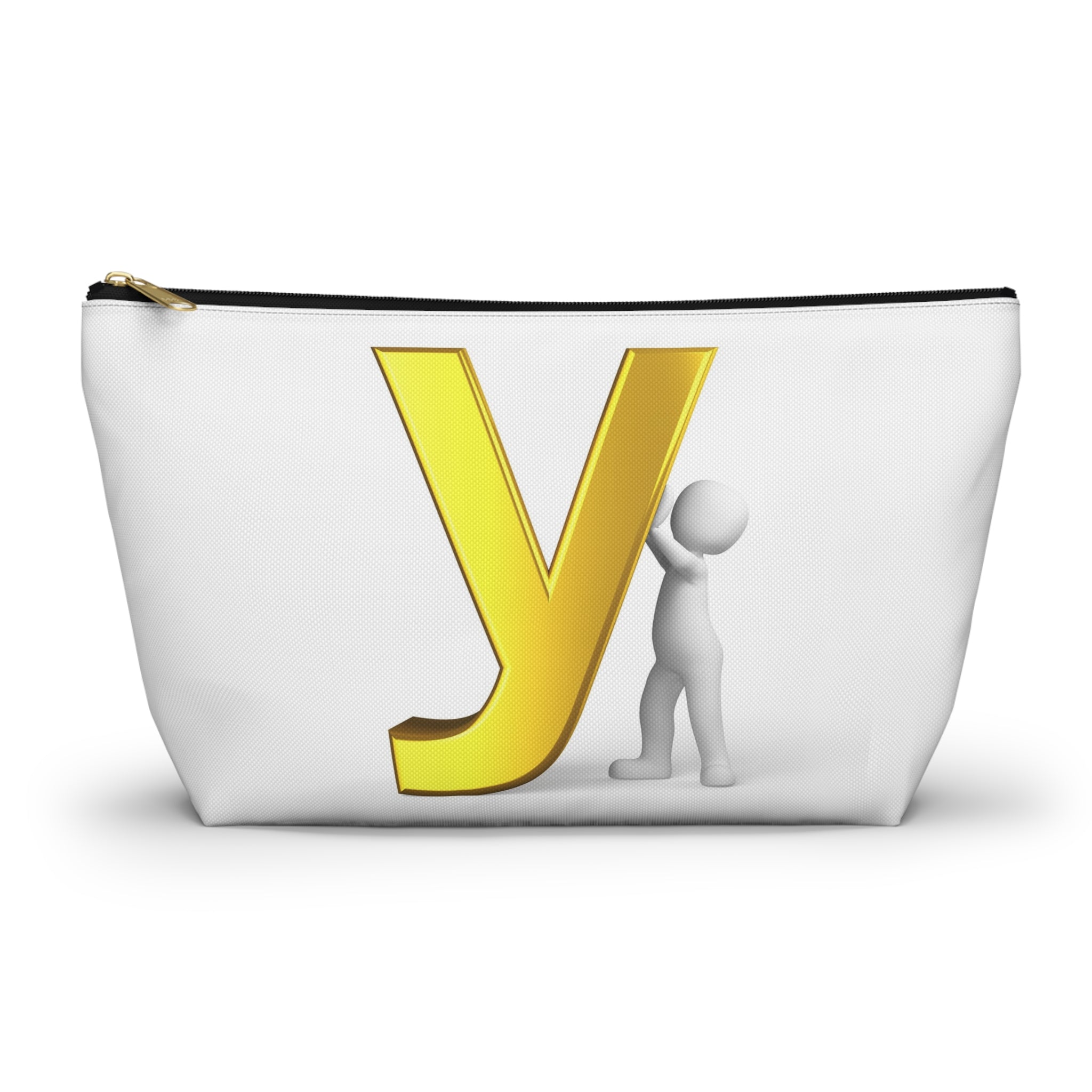 Gold Letter Y with 3D Figure Accessory Pouch