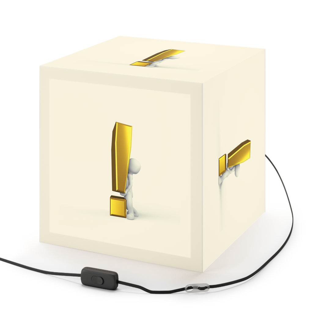 3D Figure with Gold Exclamation Light Cube Lamp | Modern Accent Lighting