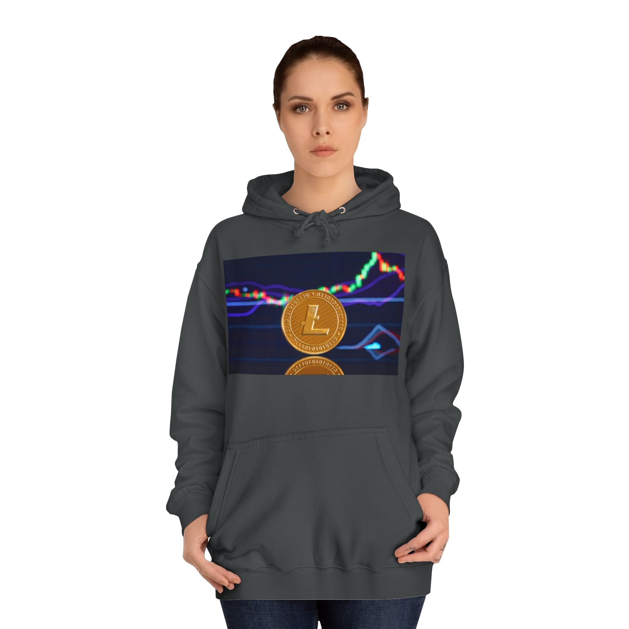 Litecoin Coin Graphic Hoodie | Crypto Chart Design, Digital Currency Apparel