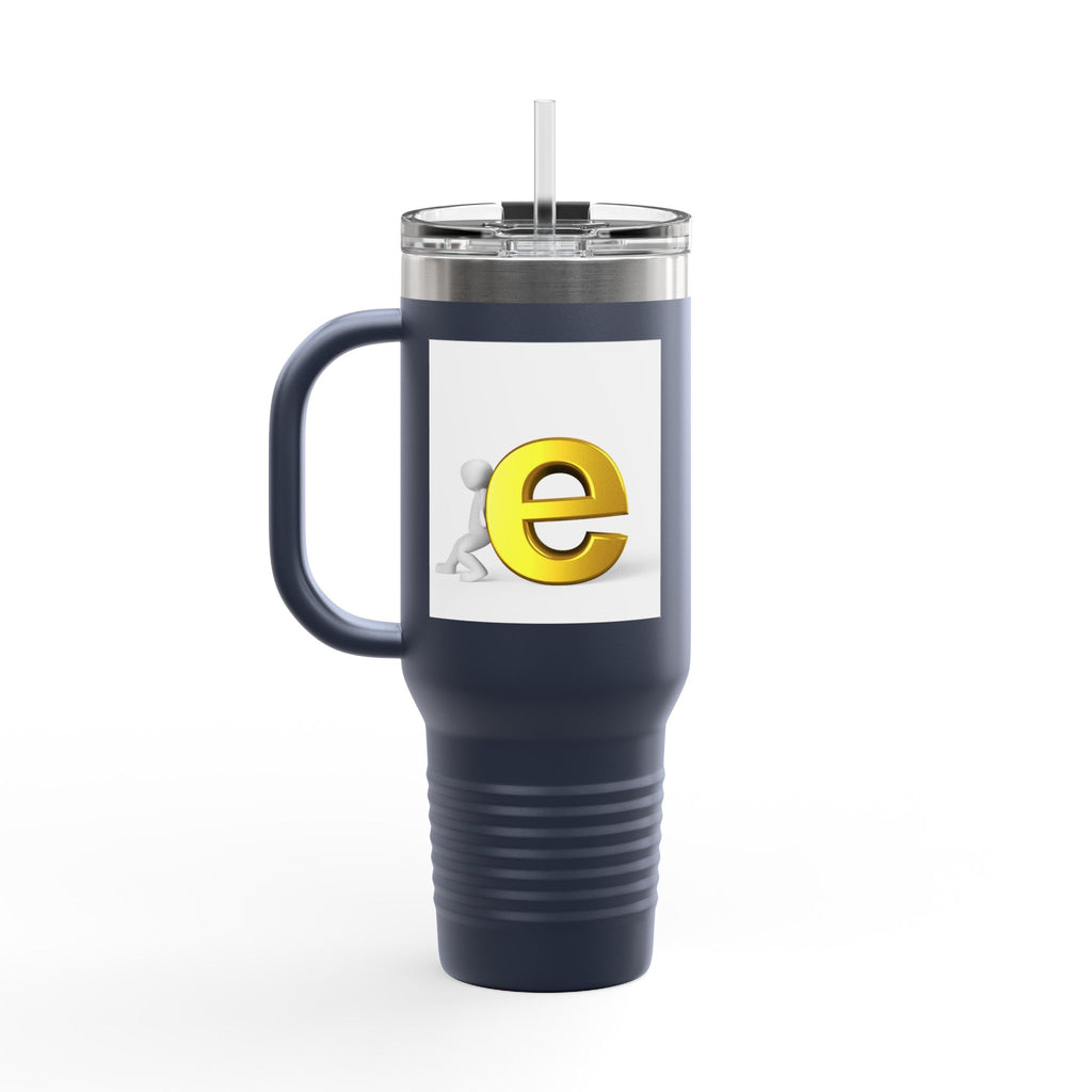Yellow 3D Letter E Character Travel Mug | Insulated 40oz Tumbler