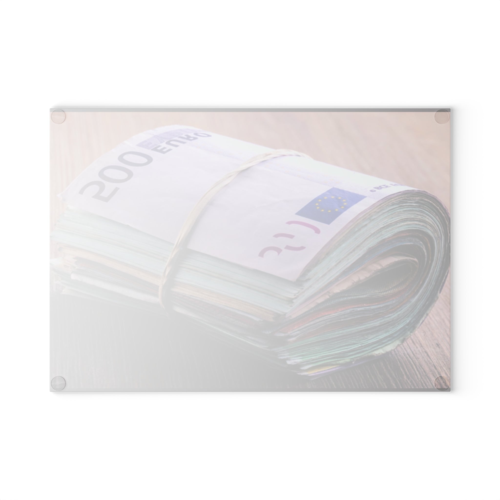 Stacked Euro Banknotes Glass Cutting Board | Money Photo Kitchen Decor