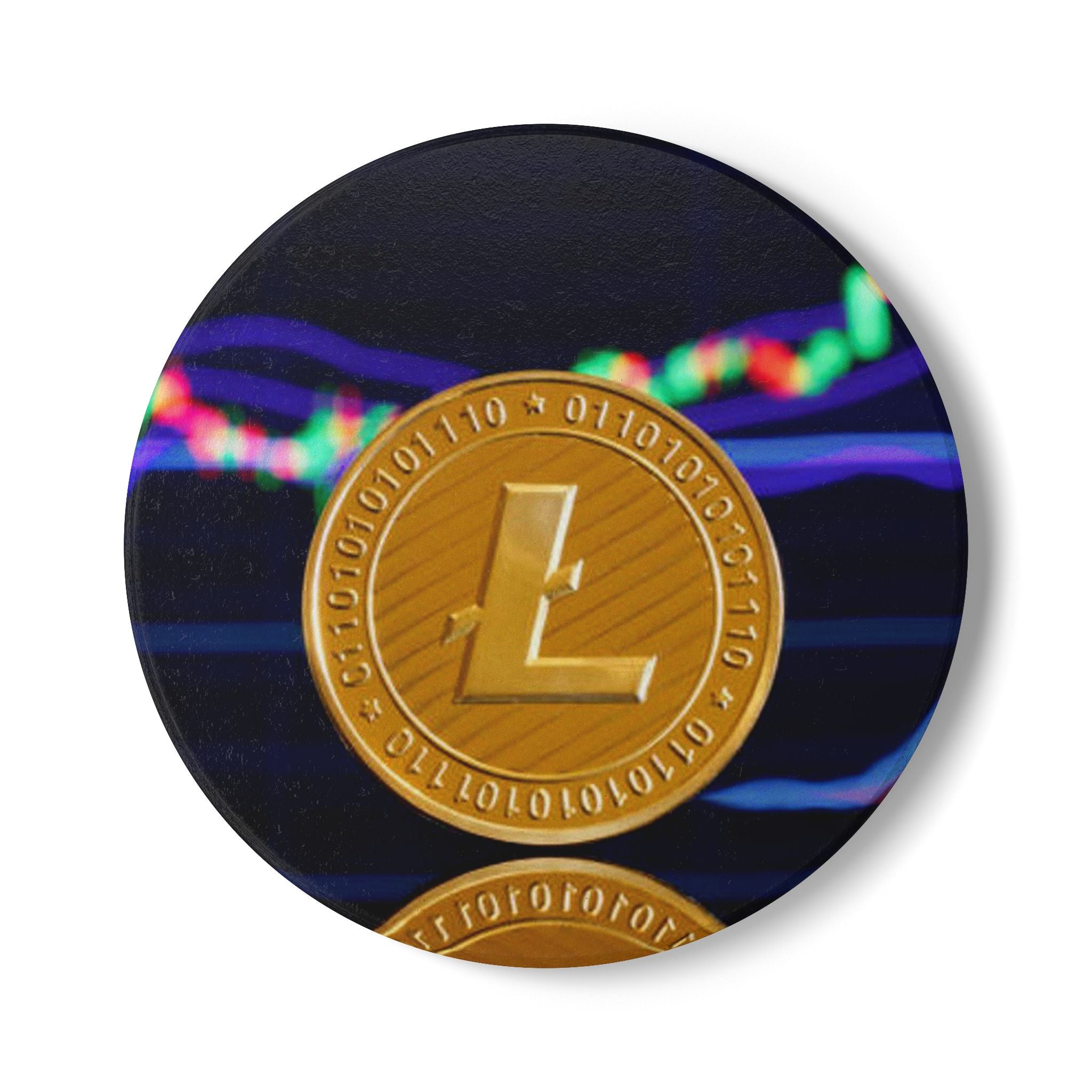 Litecoin Crypto Coin design Ceramic Coaster | Cryptocurrency coaster, digital currency art
