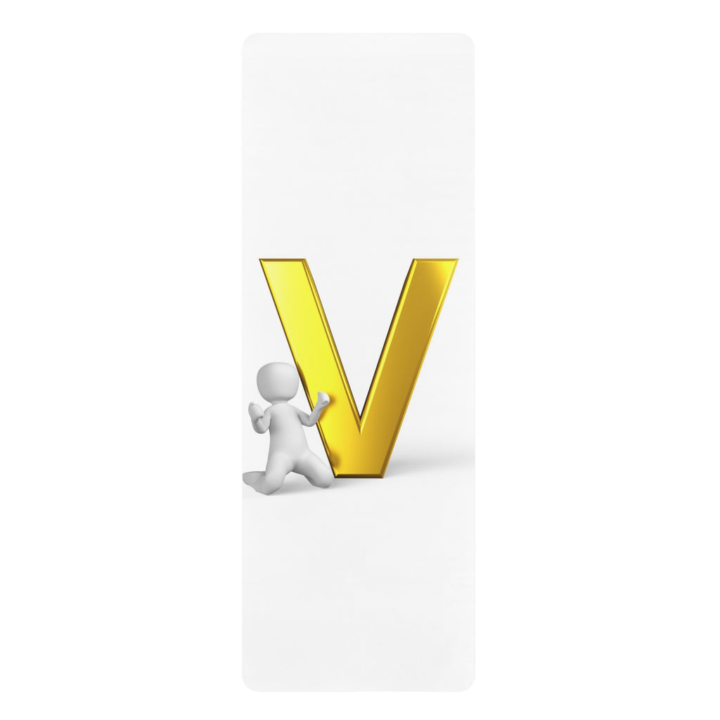 3D Character with Gold V Letter Rubber Yoga Mat | Initial V Yoga Mat